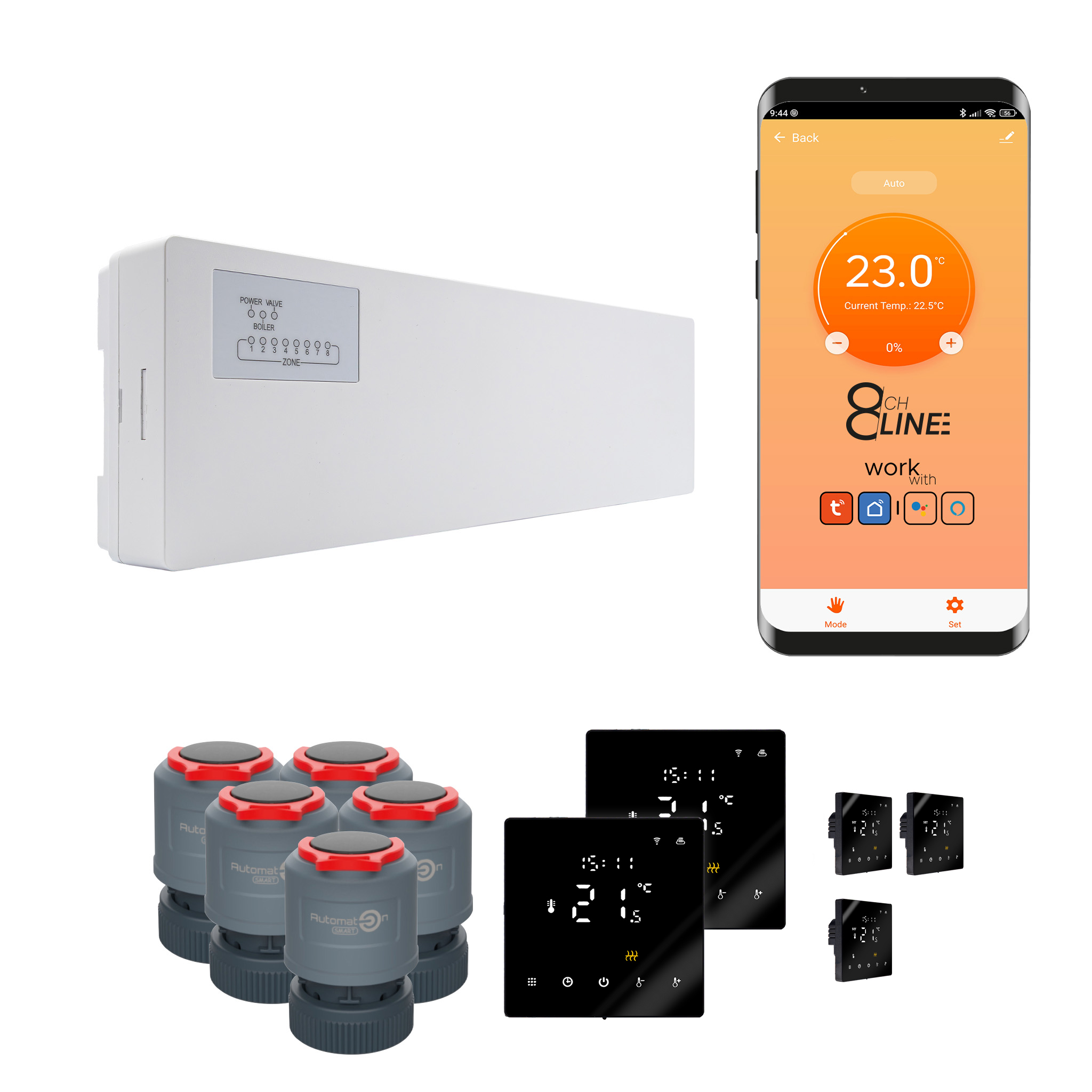 Súprava prívodov na vykurovanie pod Line 5 izieb termostat PRO3 WiFi čierna