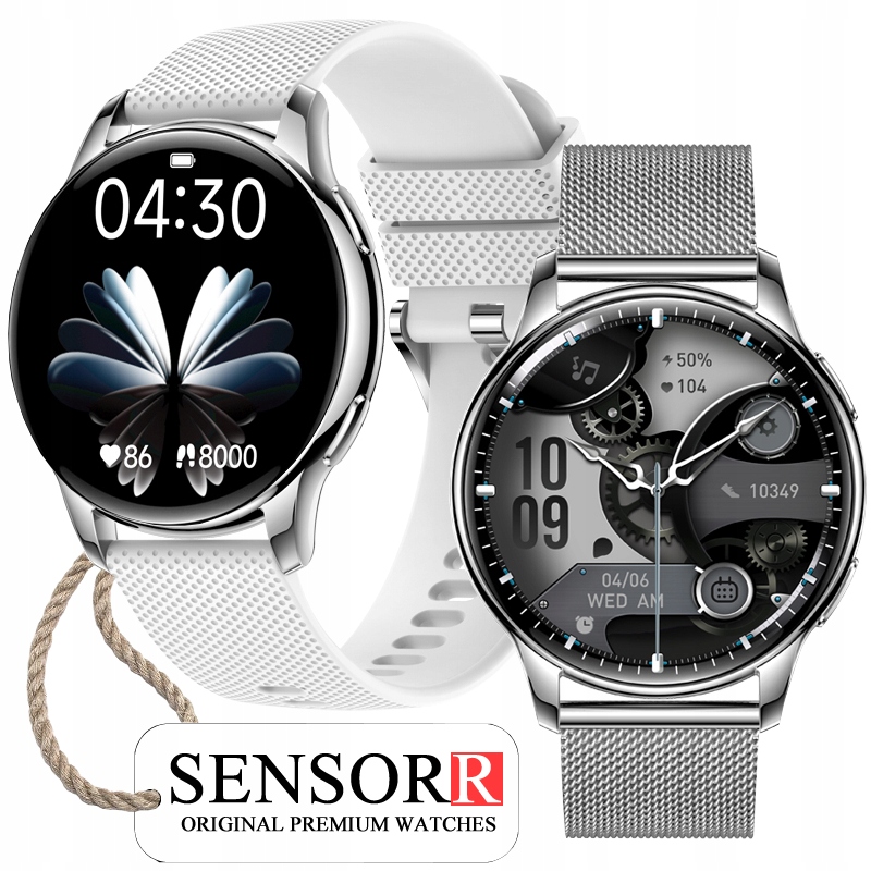 Strieborné Dámske Hodinky Smartwatch Rozhovory Tlak Pulzometer Sen Kroky Pl