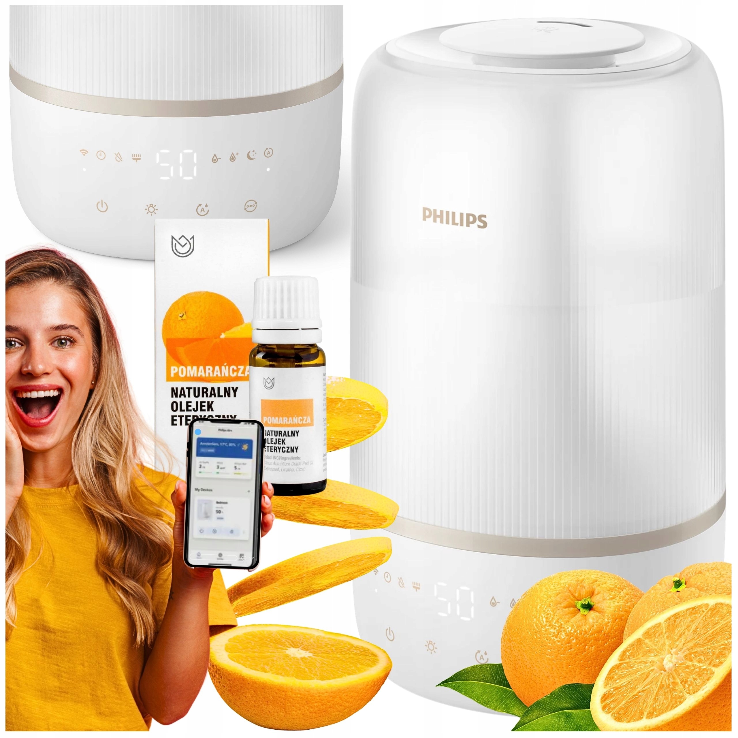 Philips Zvlhčovač vzduchu HU1510/04 3L Aplikácia Air+ 41 m Darček Olej