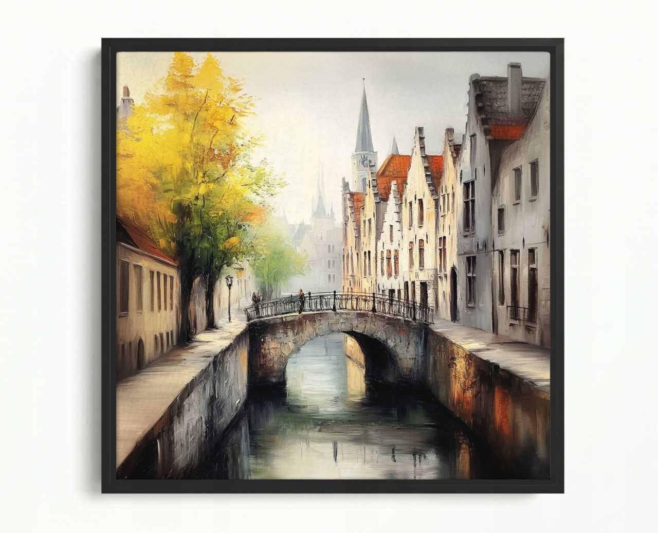 Obraz Rám Americký Box Město Staré Město Památka Belgie Gandawa Mlha 80x80