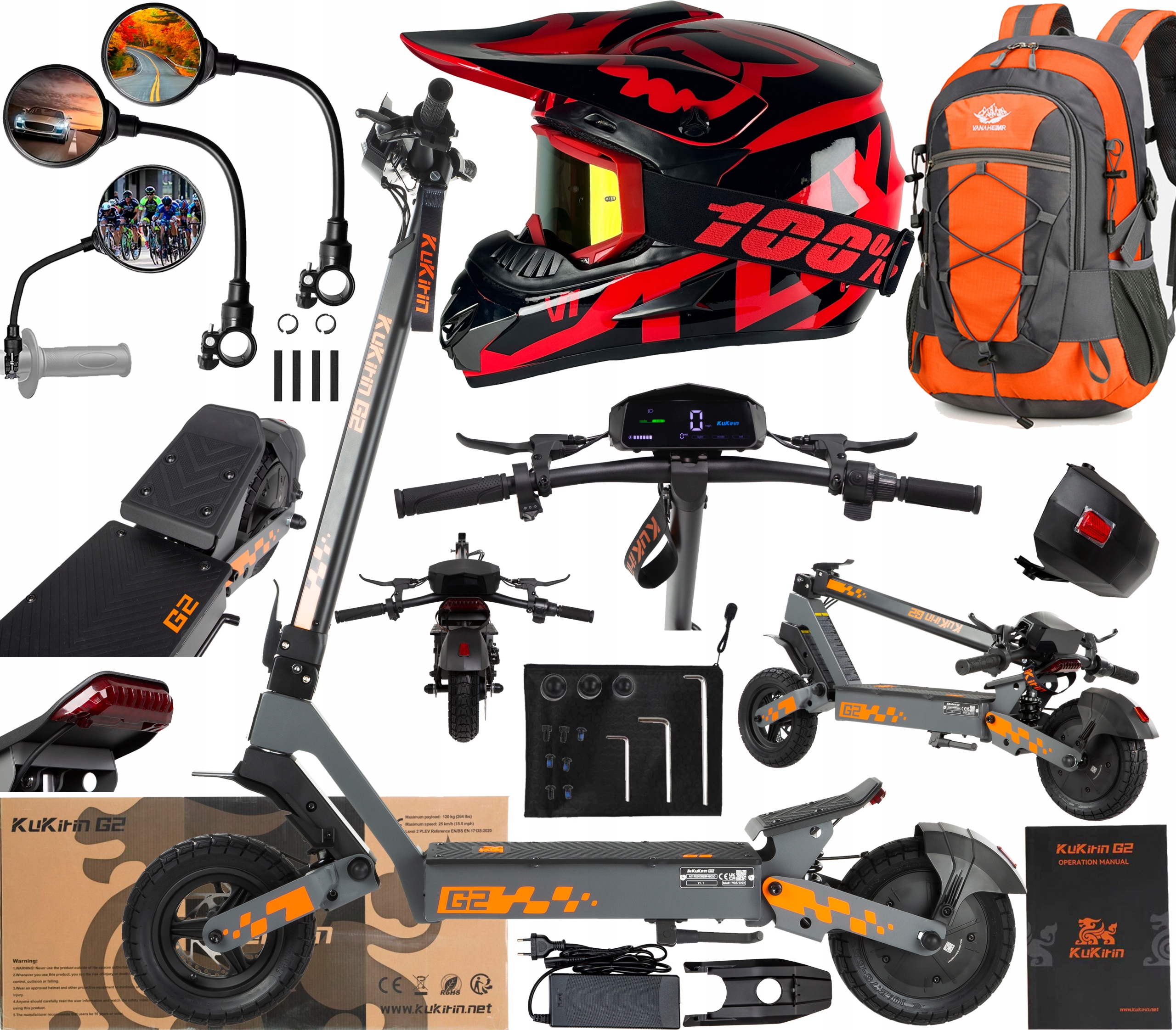 2026 KuKirin G2 Elektrické vozidlo 800W 48V 15Ah 45KM/H Terénní +Dárek