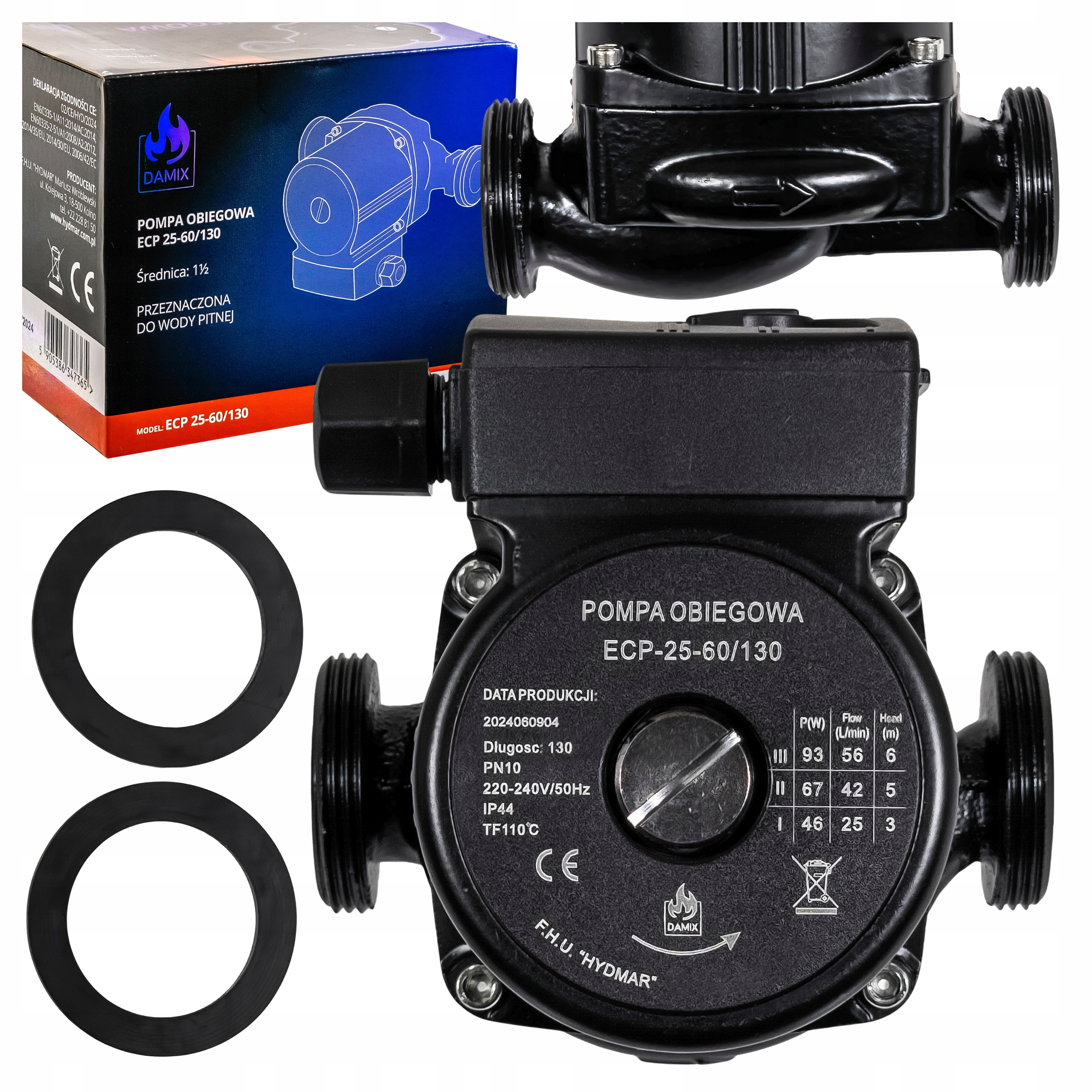 3-RYCHLOSTNÍ Oběhové Čerpadlo 25-60/130, Robustní, Výkonné A Výkonné Damix Čerpadlo