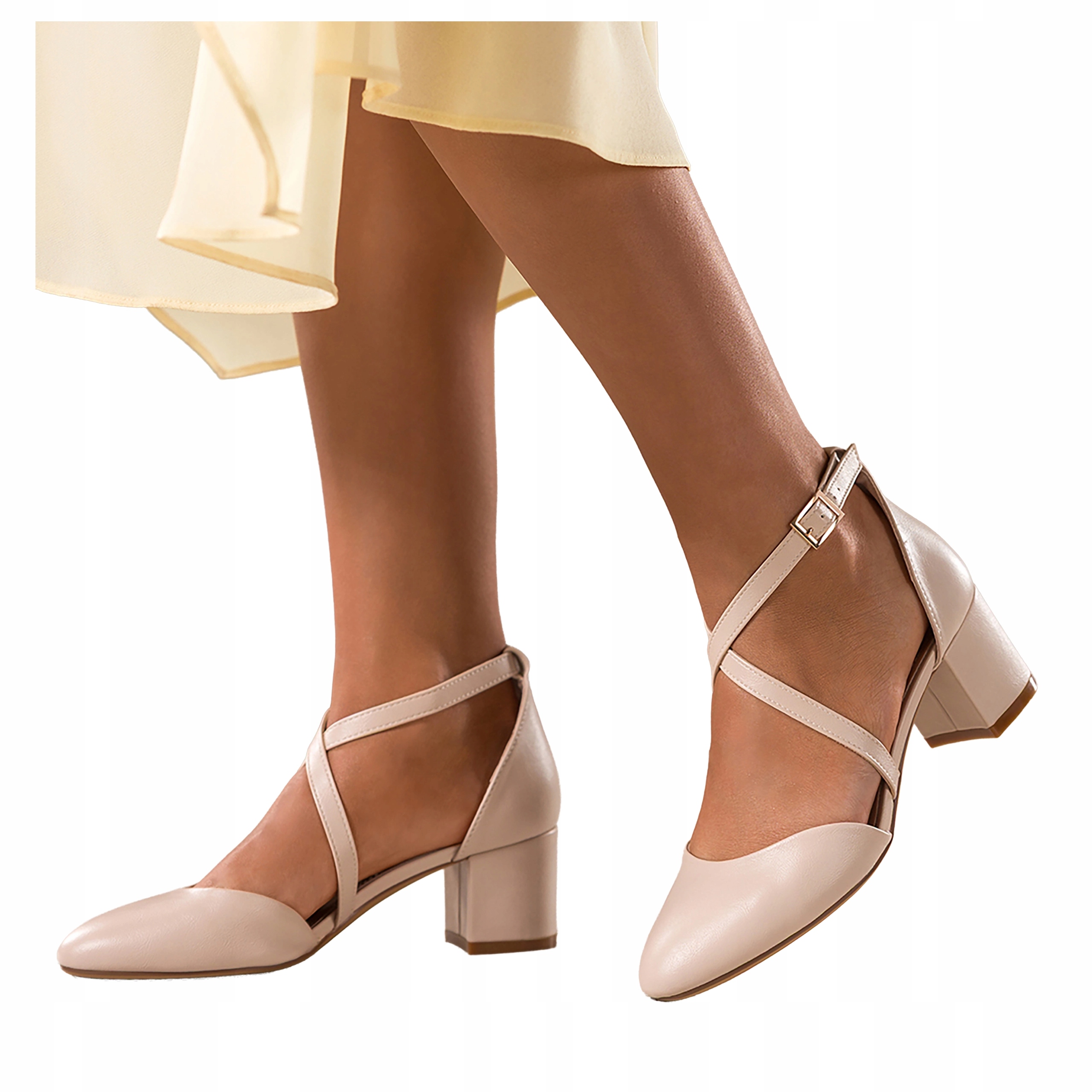 Lodičky Tělové Dámské Na Sloupku Kožená Vložka Pásky Na Kříž vel. 40