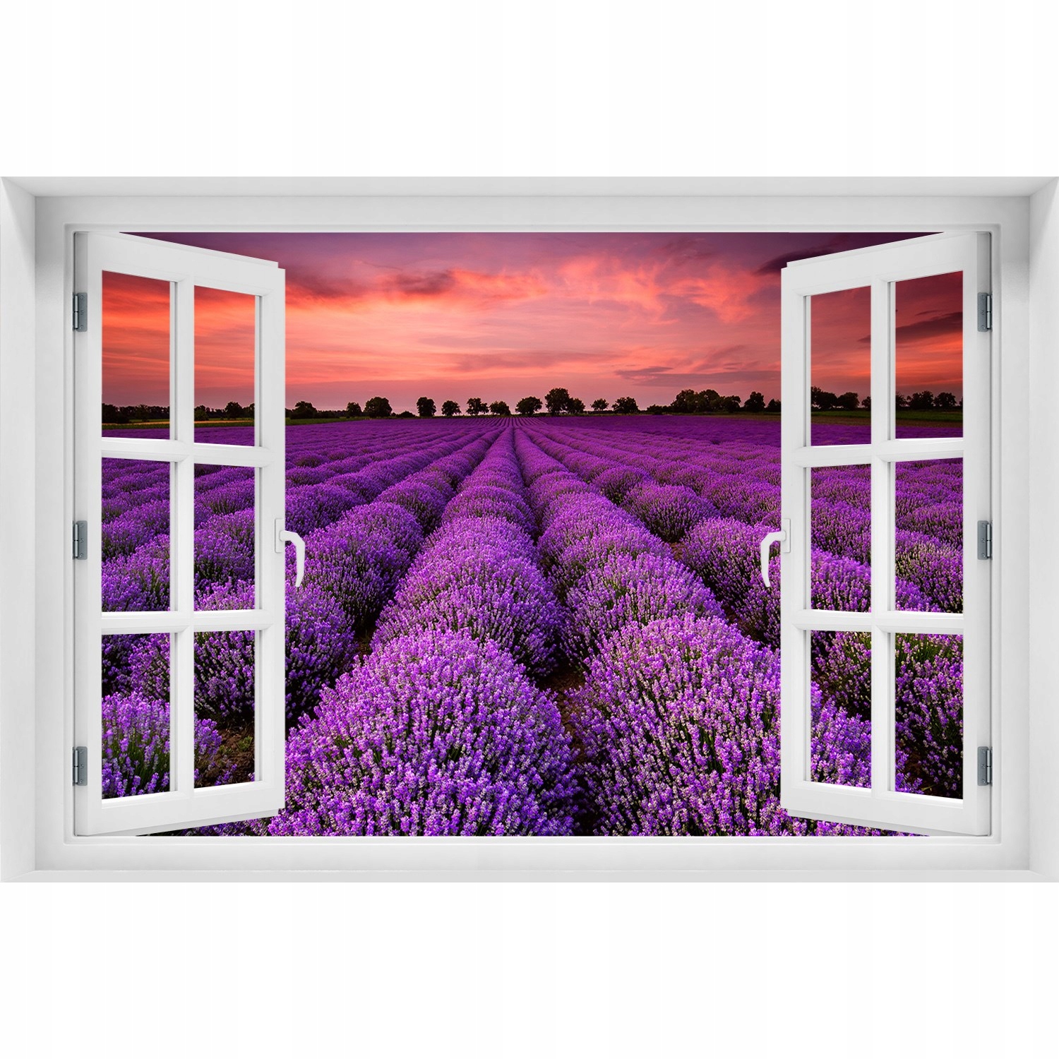 

Naklejka Fototapeta Okno Pole lawendy 90x60