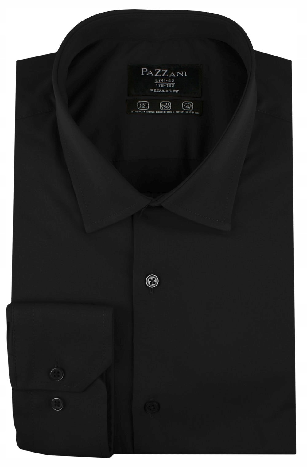 Jednobarevná bavlněná košile s jednoduchým střihem černá 50/182-188