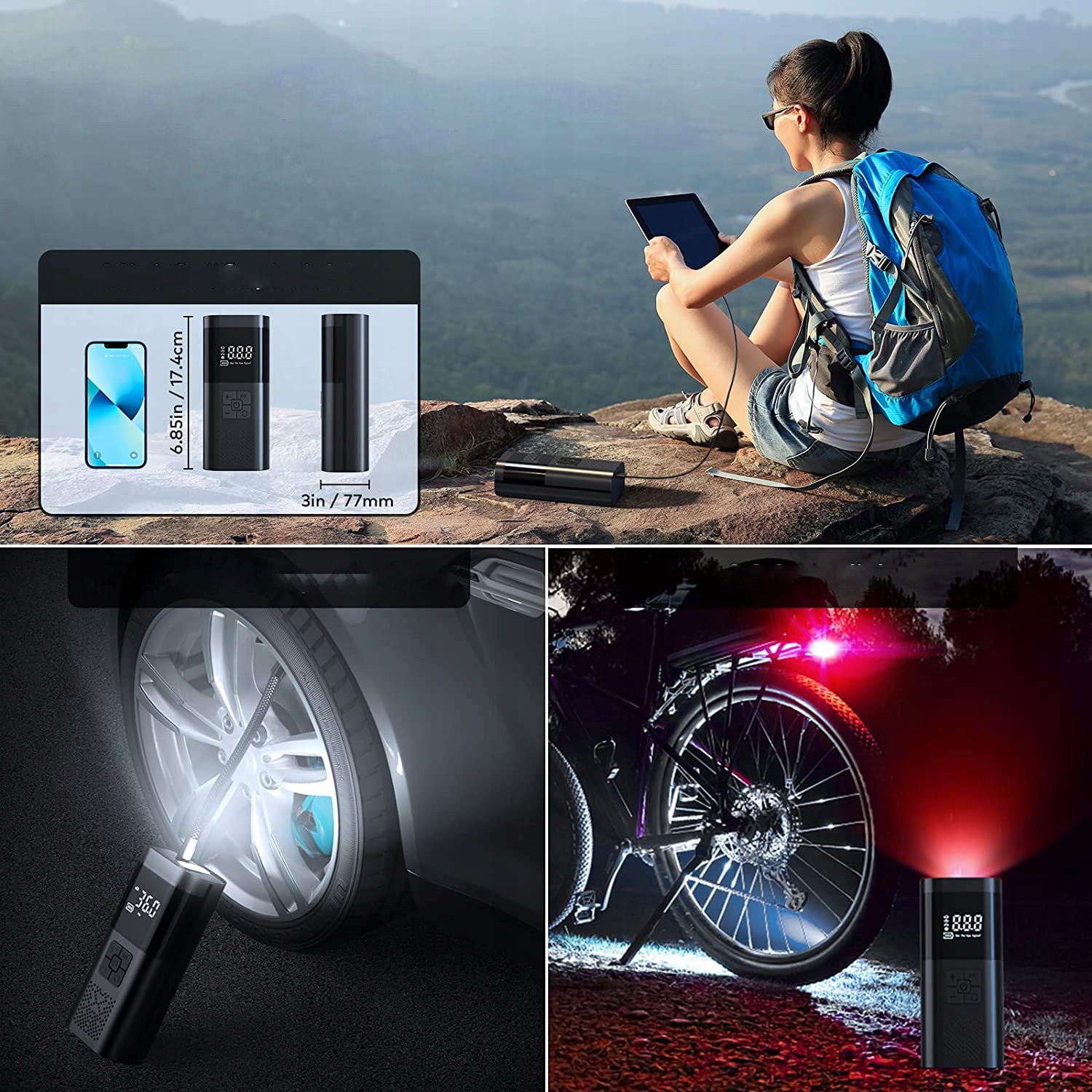 BEZPRZEWODOWA POMPKA SAMOCHODOWA ROWEROWA 6000 MAH Stan opakowania oryginalne