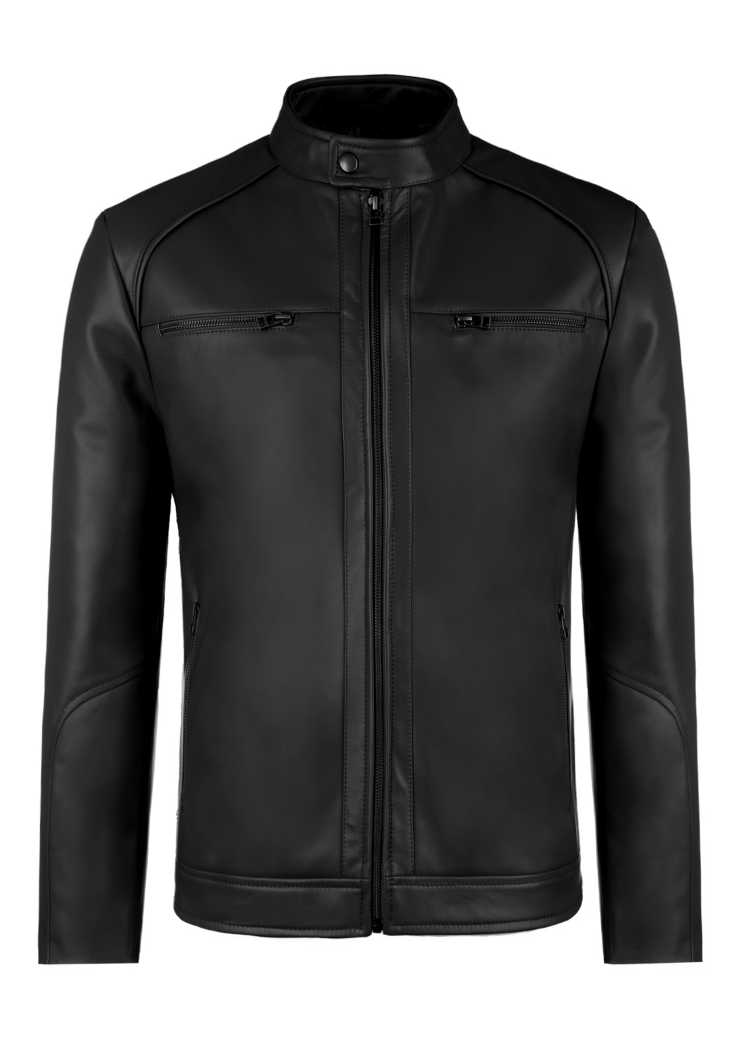 Černá Zateplená Kožená Pánská Bunda Piotr S