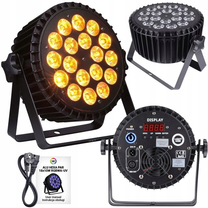 Estradový Led Reflektor Par Lampa Disco LIGHT4ME 18x10W Rgbwa-uv