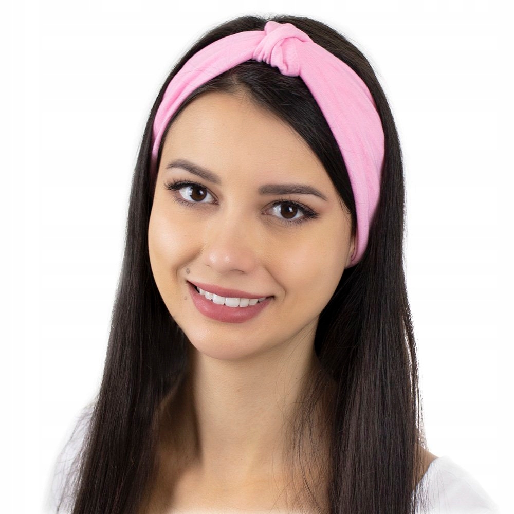 

Opaska Do Włosów turban Bandamka różowa Węzeł