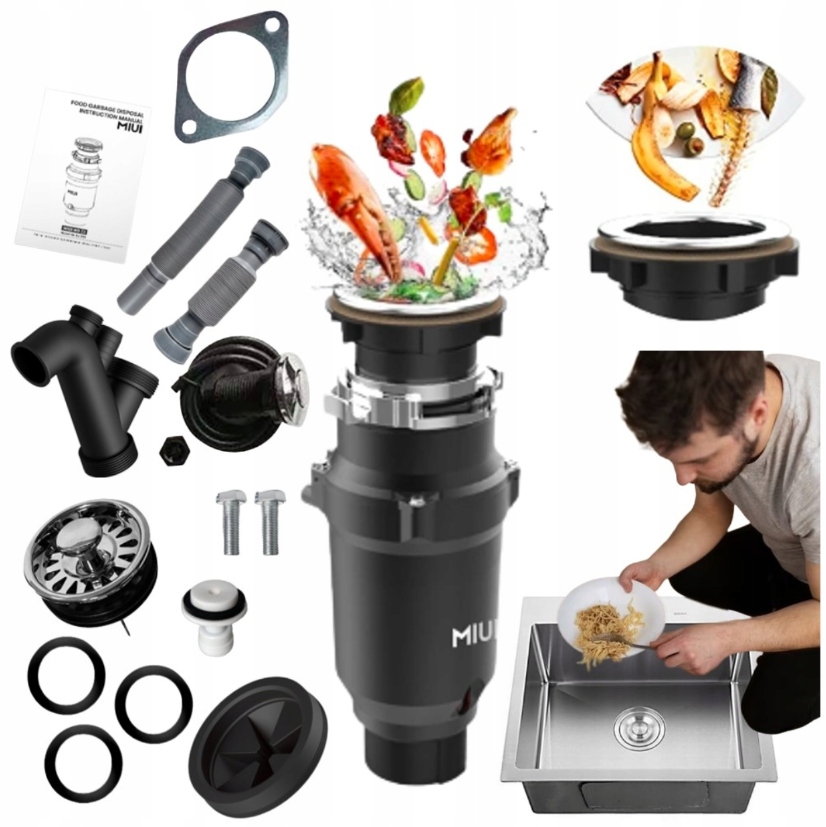 Mlýnek na odpadky Drtič 1L Silný Pod Dřez Magnetický Tichý