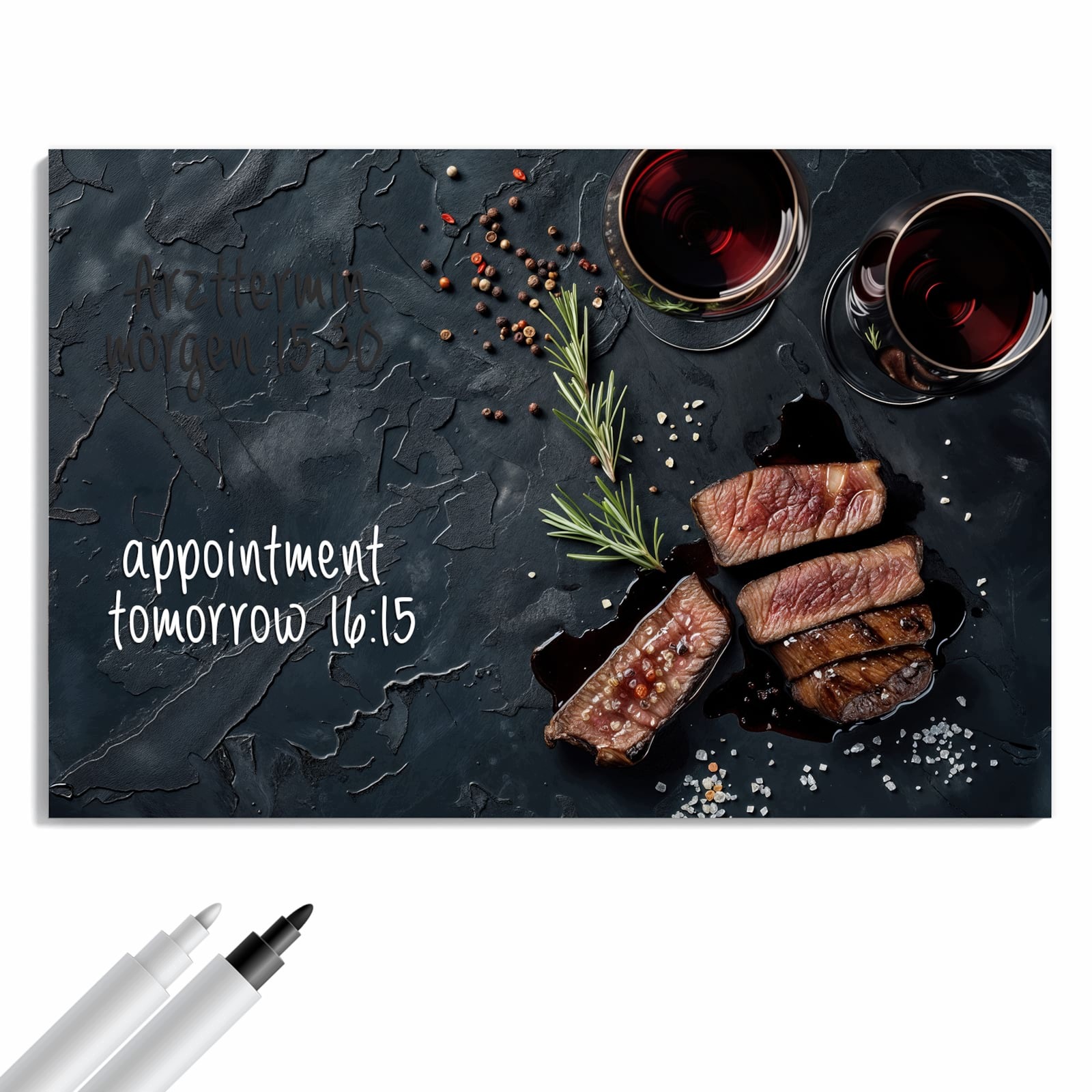 Magnetická tabule Steak Červené víno 90 × 60 cm