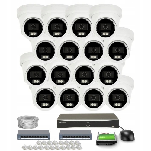 Sada na monitorovanie domácej Ip kamery 16x DS-2CD2383G2-LI2U 8Mpx Ir 30 m Audio