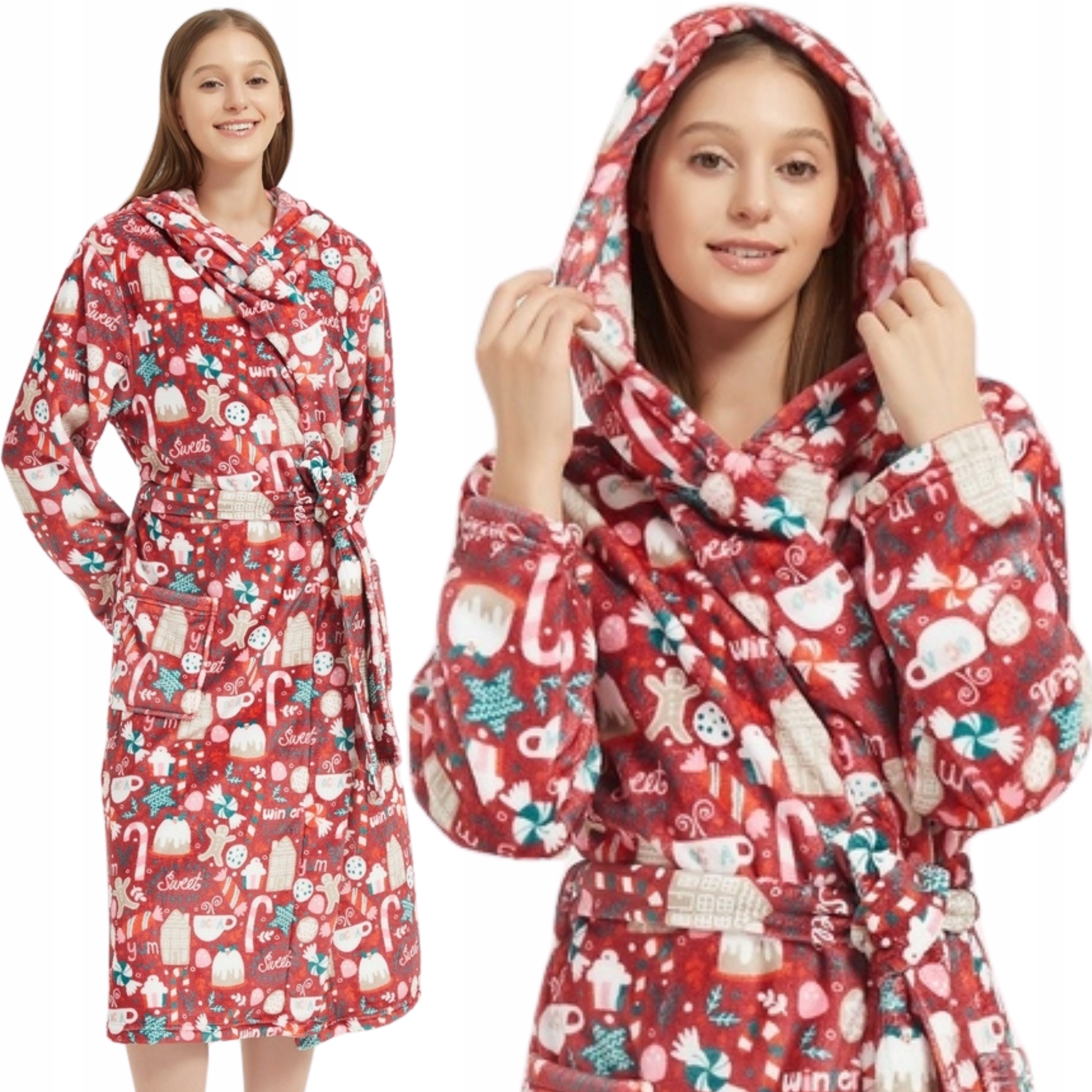 Vánoční Župan S Kapucí, Zavazovací, Teplý, Měkký, Unisex, L/XL, Paulo