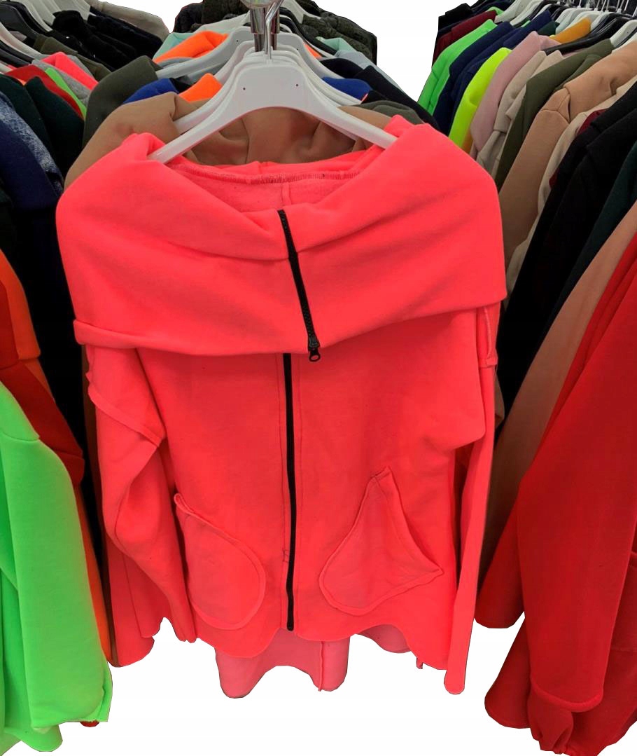 

Asymetryczna Bluza Tunika Kardigan Komin Kaptu XXL