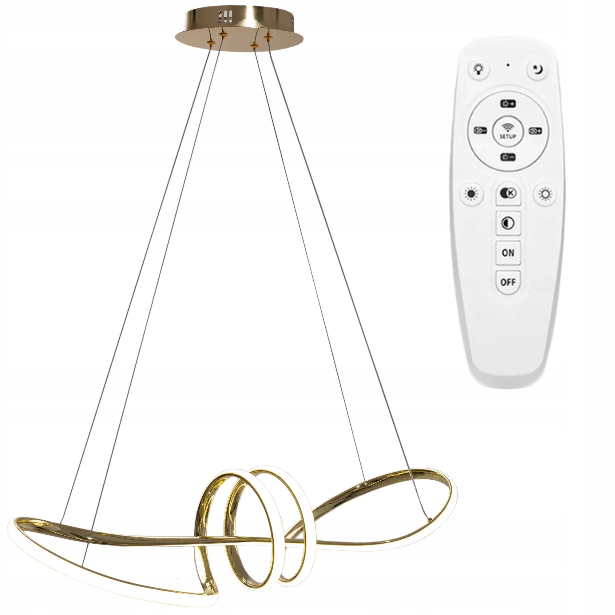 Závěsná stropní Led lampa Moderní zlatá spirála do obývacího pokoje Dálkový Ovladač