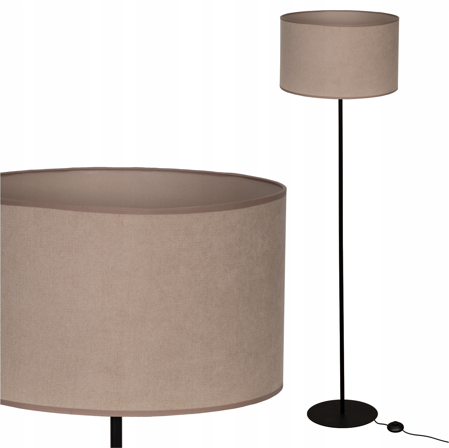 Lampa stojąca podłogowa Loft Abażur Soft Materiał Delikatny beżowy 135 cm