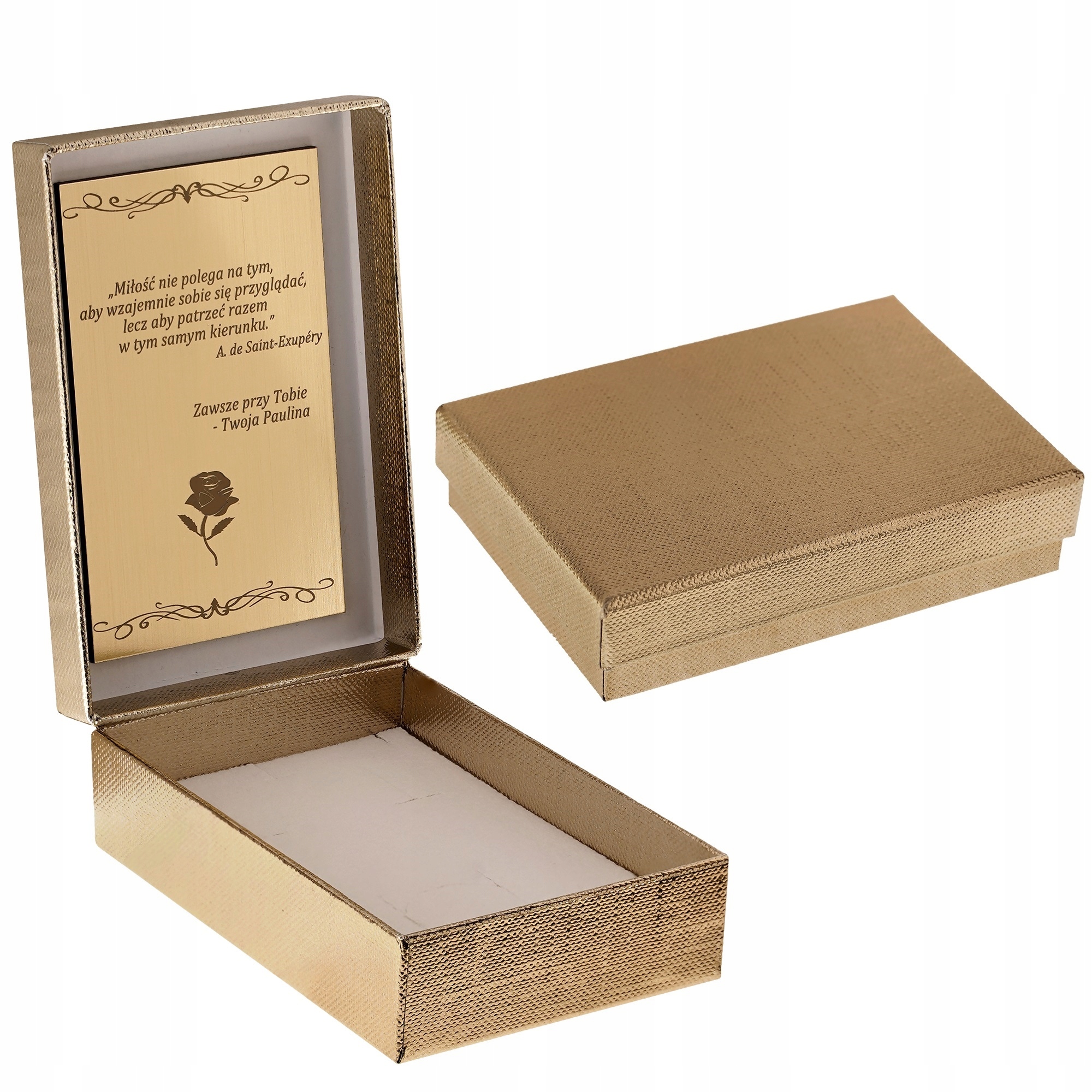 

Złote Pudełko Na Naszyjnik Dedykacja Grawer