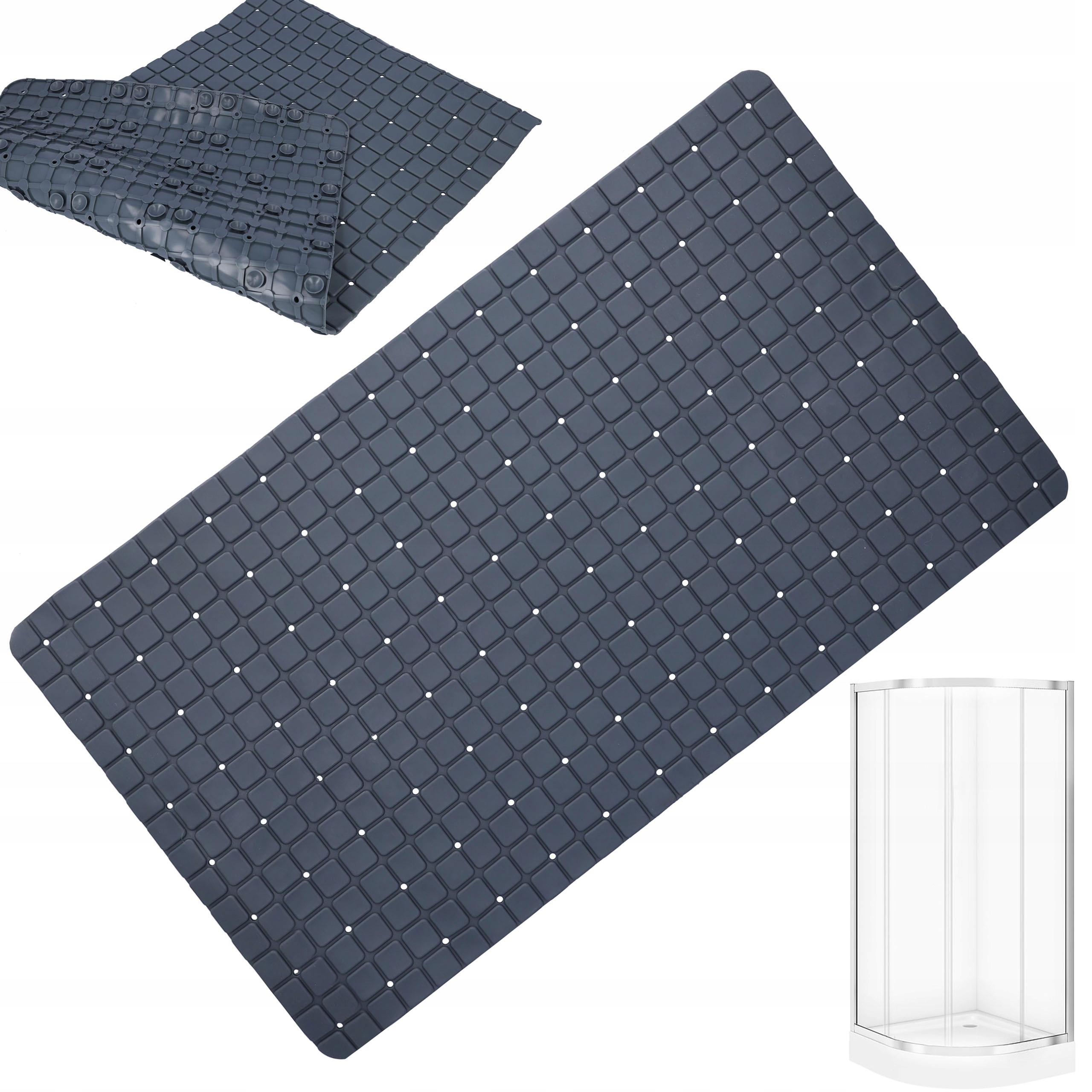 Mata antypoślizgowa do łazienki wanny szara 69x39