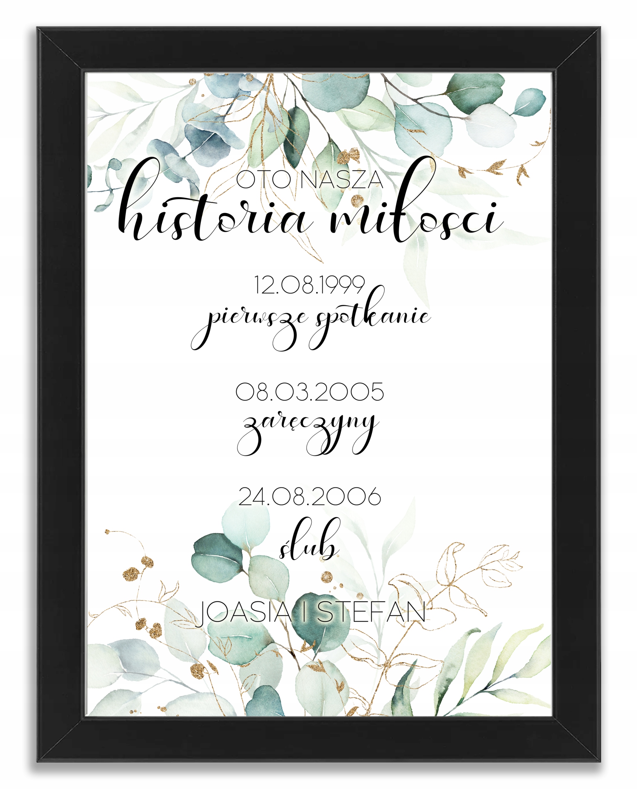 Historia naszej miłości ŚLUB ROCZNICA + ramka A3 Marka inna