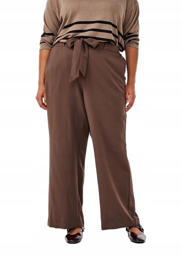 Plus Size Zizzi Elegantní Hnědé Elegantní Kalhoty 427A 56