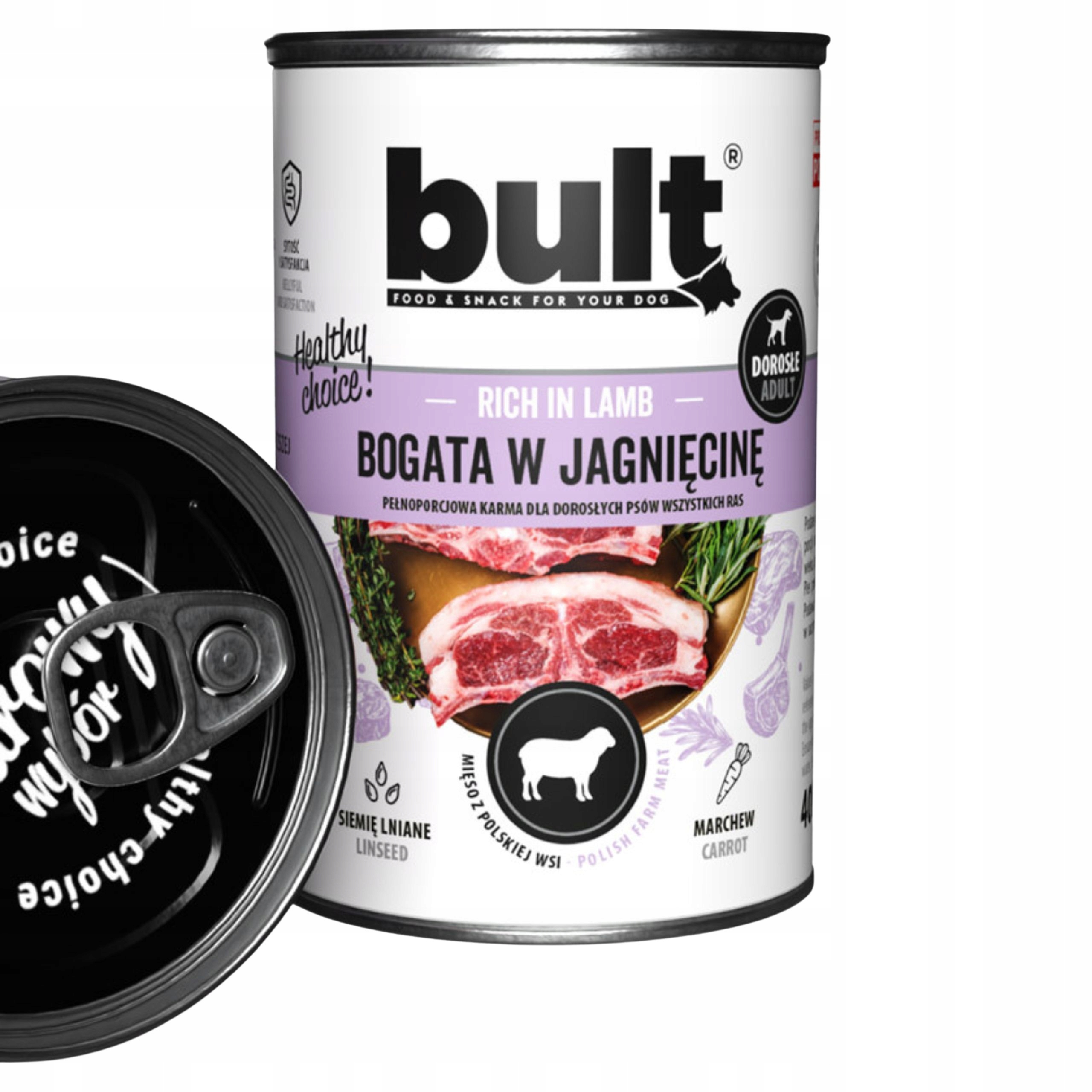 Bult Mokré krmivo pro psy bohaté na jehněčí 24x400 g