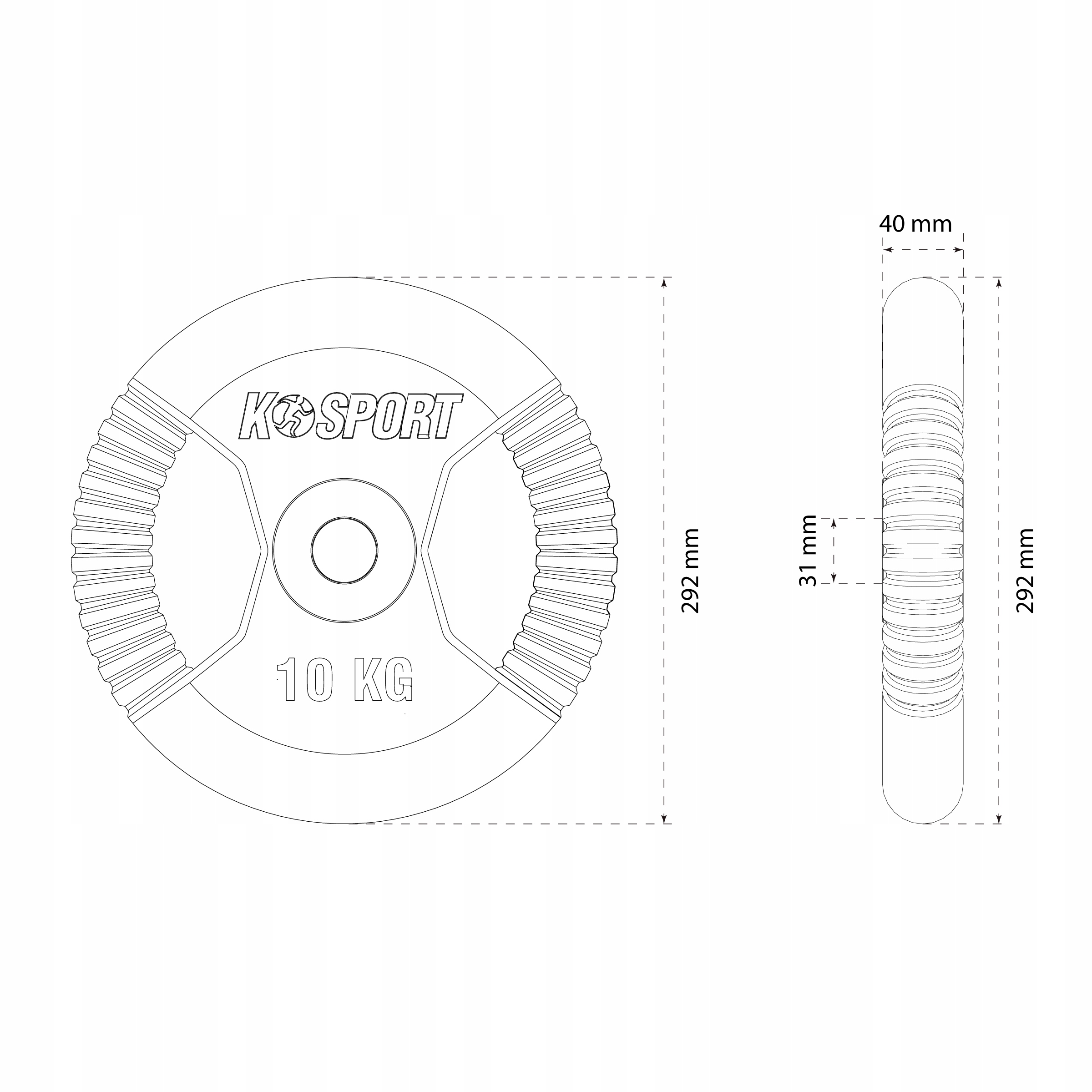 OBCIĄŻENIE ŻELIWNE TALEŻ 10 KG O10 K-SPORT EAN (GTIN) 5907618101417