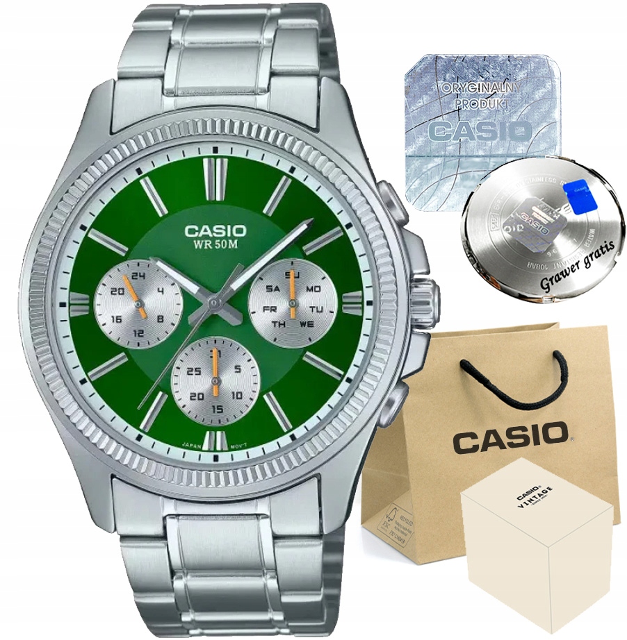 Pánské hodinky Casio Faro, ocelový náramek víceúčelový datumovka S Gravírováním