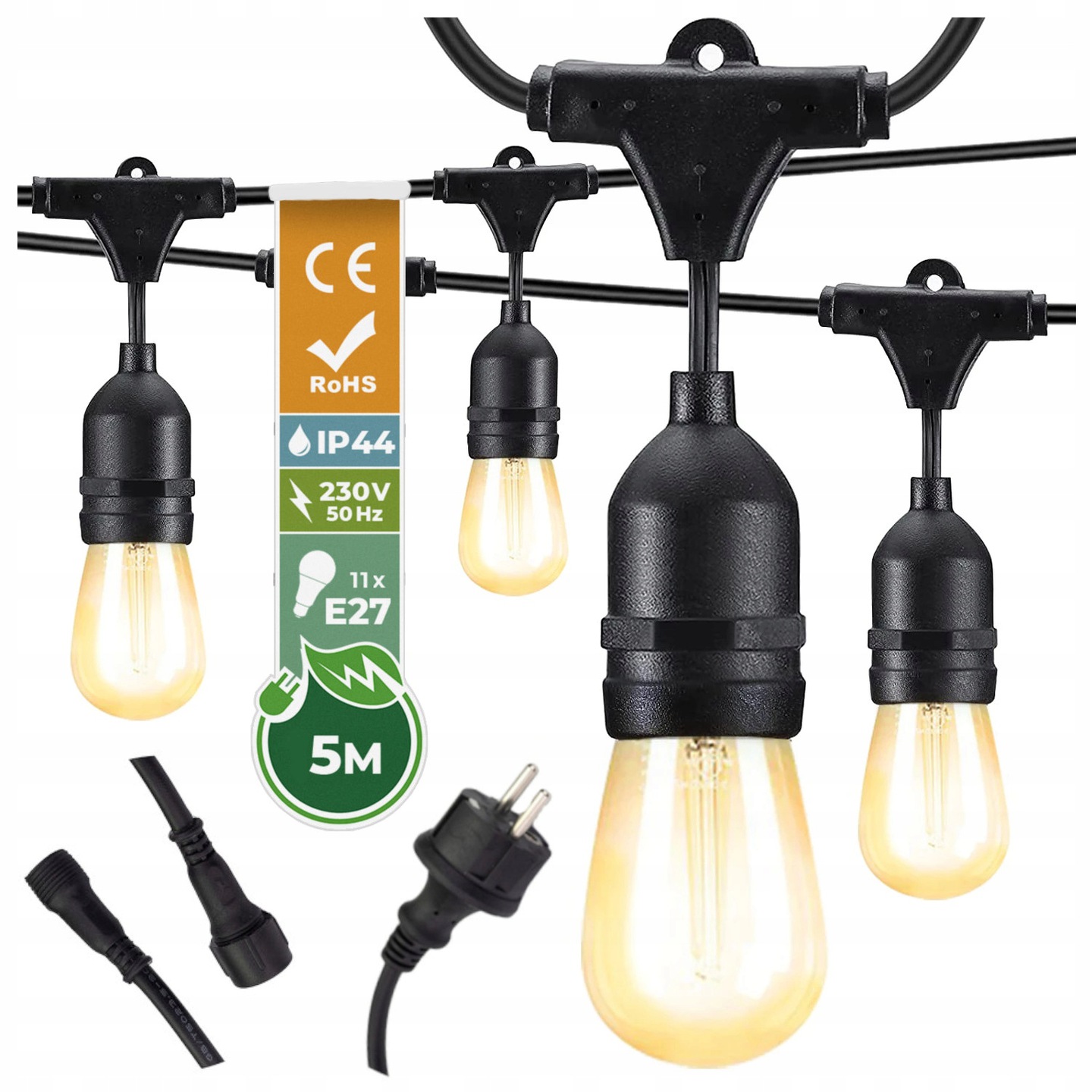 

Girlanda ogrodowa świetlna 5m+11x Żarówka Led 1W