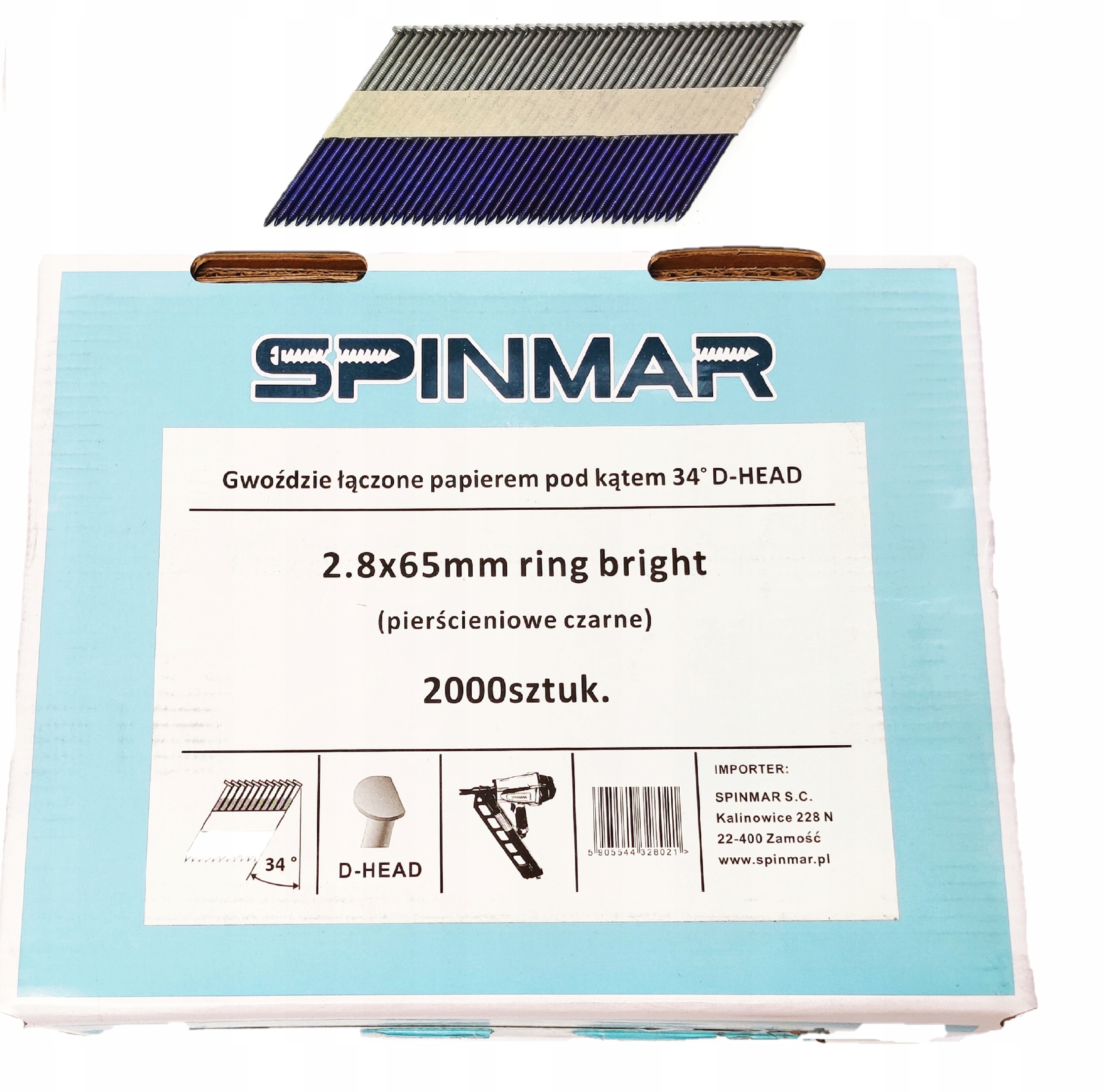 

Gwoździe do gwoździarki łączone papierem 2,8x65 Pc