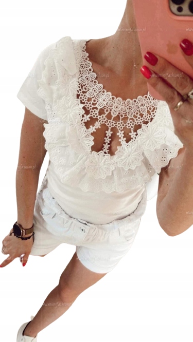 

Koszulka bluzka żabot koronka elegancka
