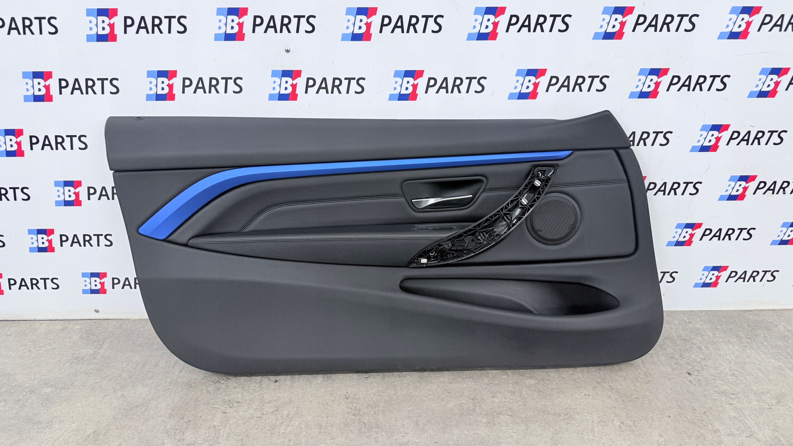BMW F32 side left front black leather DAKOTA AMBIENT blue moulding