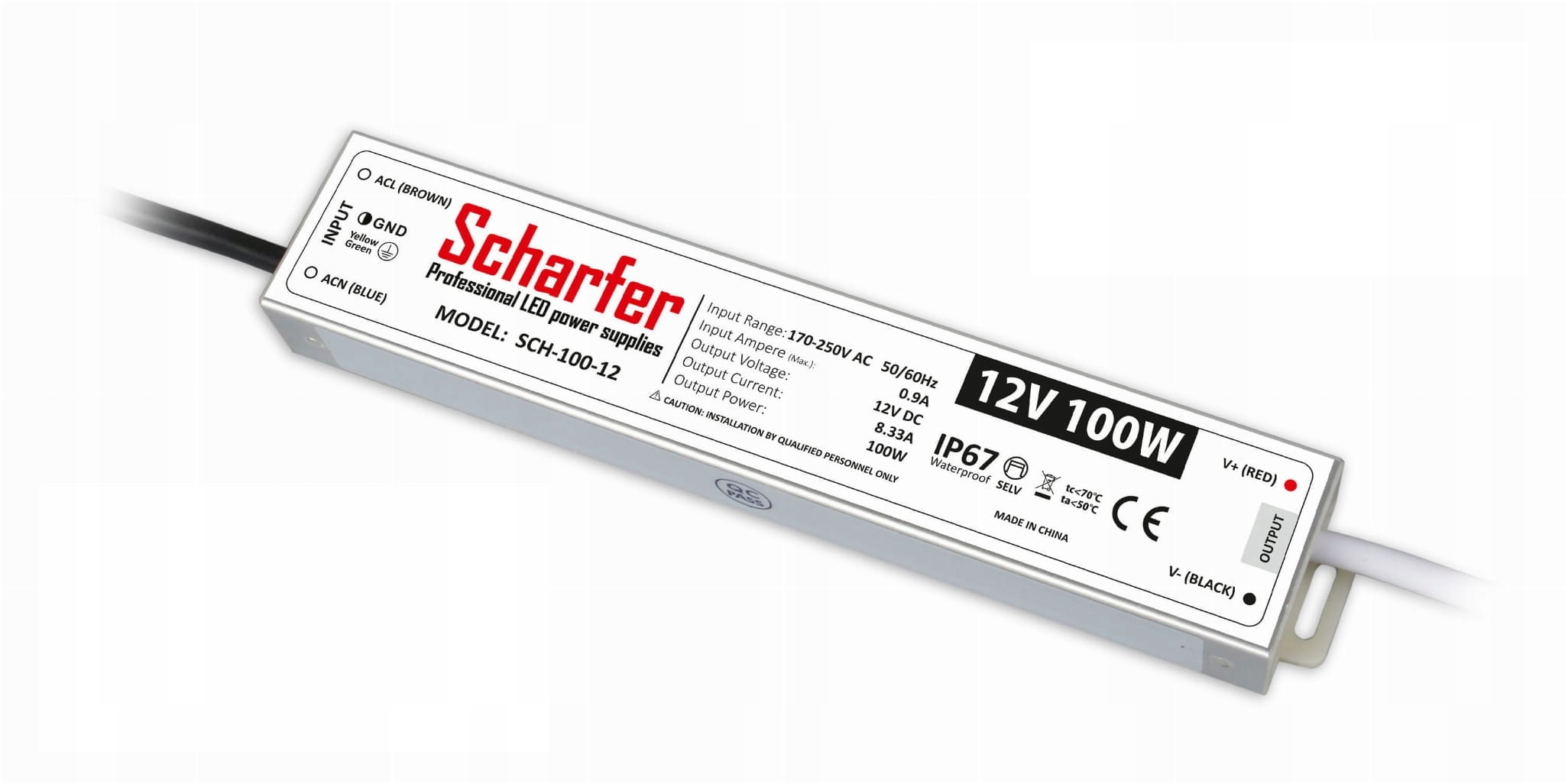Zasilacz 100W 12V 8,33A IP67 hermetyczny SCH-100-12 Scharfer