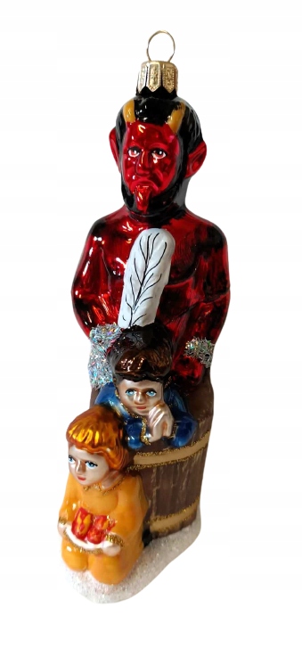 BOMBKI CHOINKOWE SZKLANE Diabeł z dziećmi 13cm