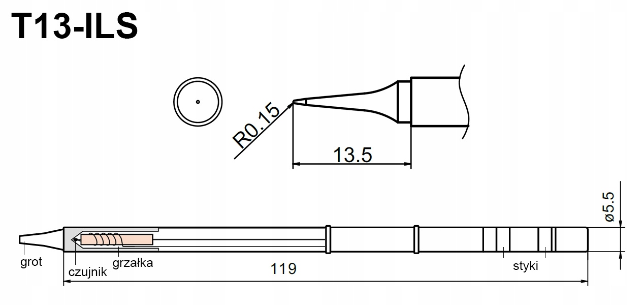 

Grot T13-ILS Do Lutownicy Bakon 950D Kolba LF007