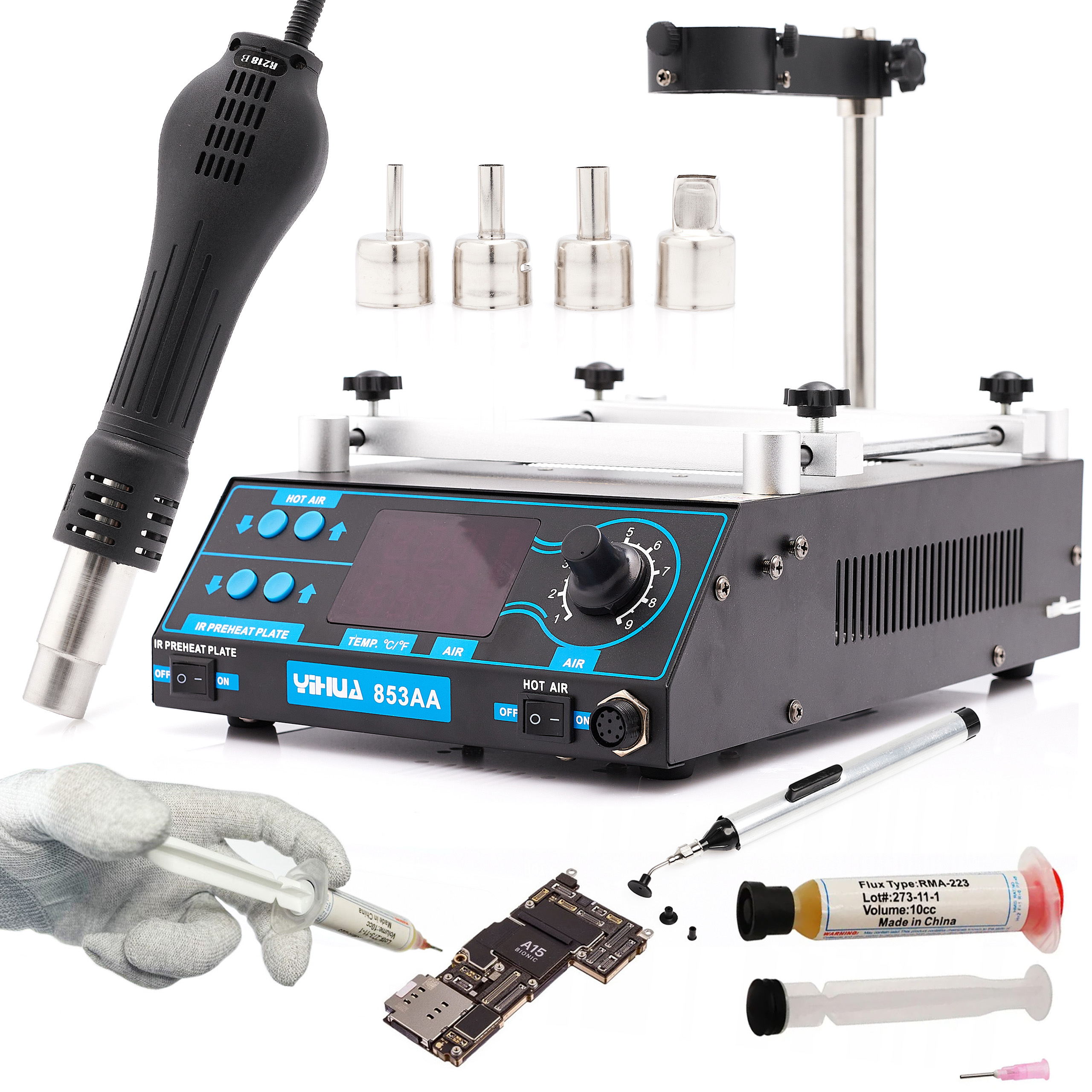 Pájecí Stanice 853AA Vakuový Uchopovač Tavidlo Píst Techrebal Set