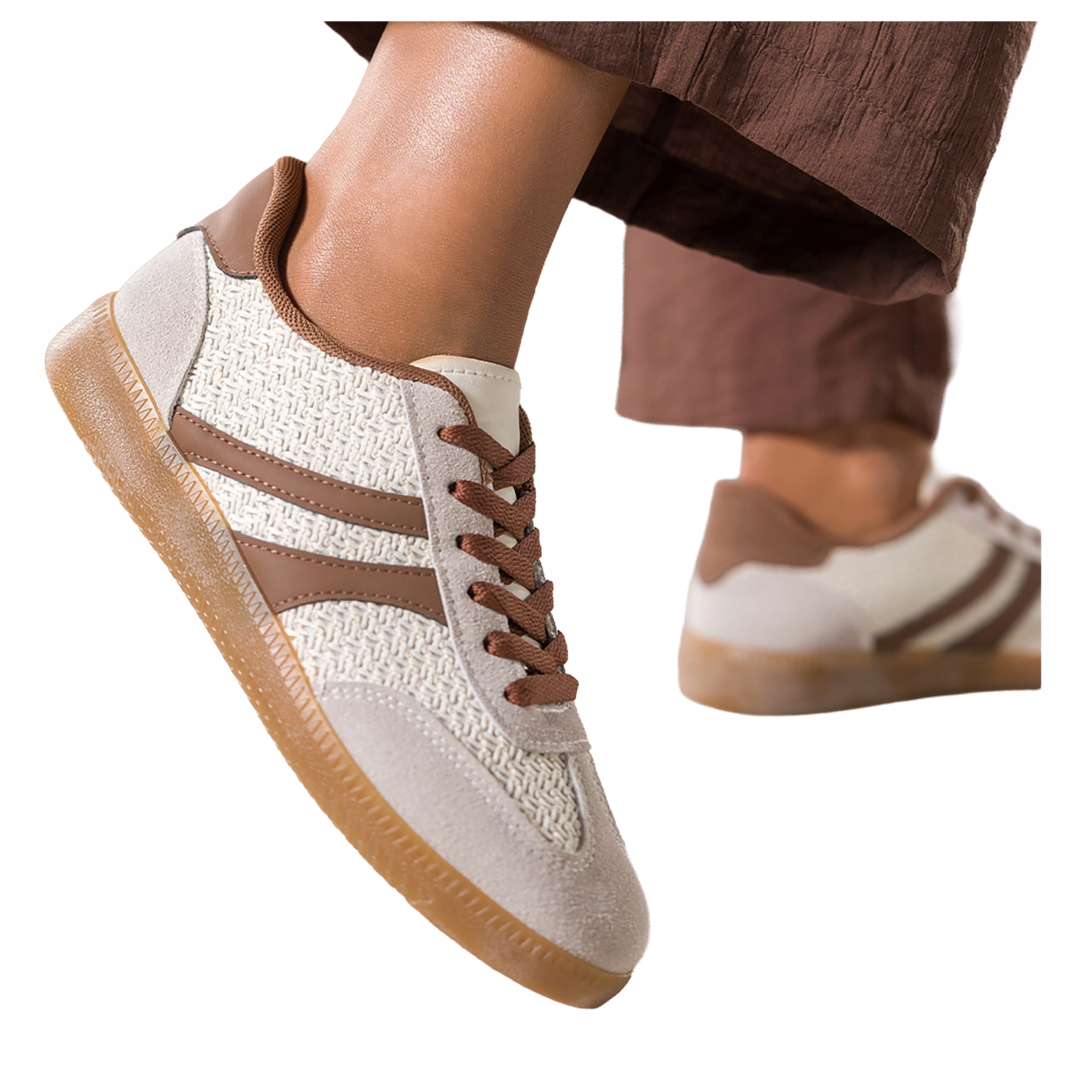 Béžové Tenisky Dámské Šněrovací Elastické Pletené Módní Sportovní vel. 36