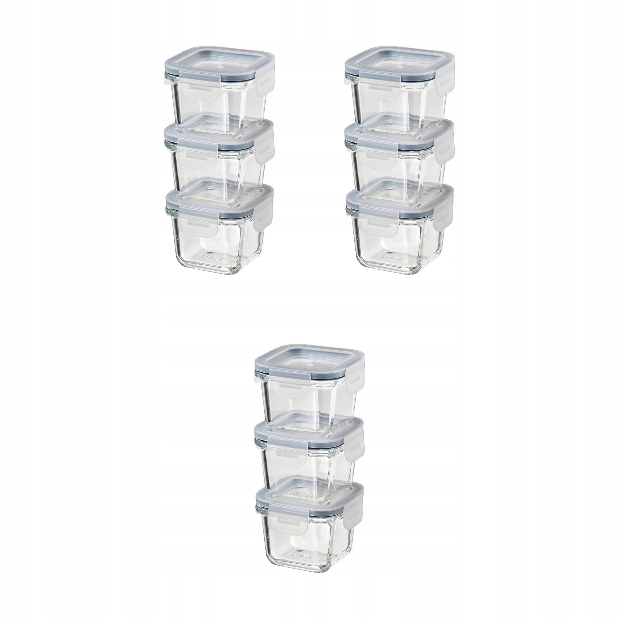 3 ks Nádoba na potraviny skleněná 180 ml Ikea 365+ čtvercová