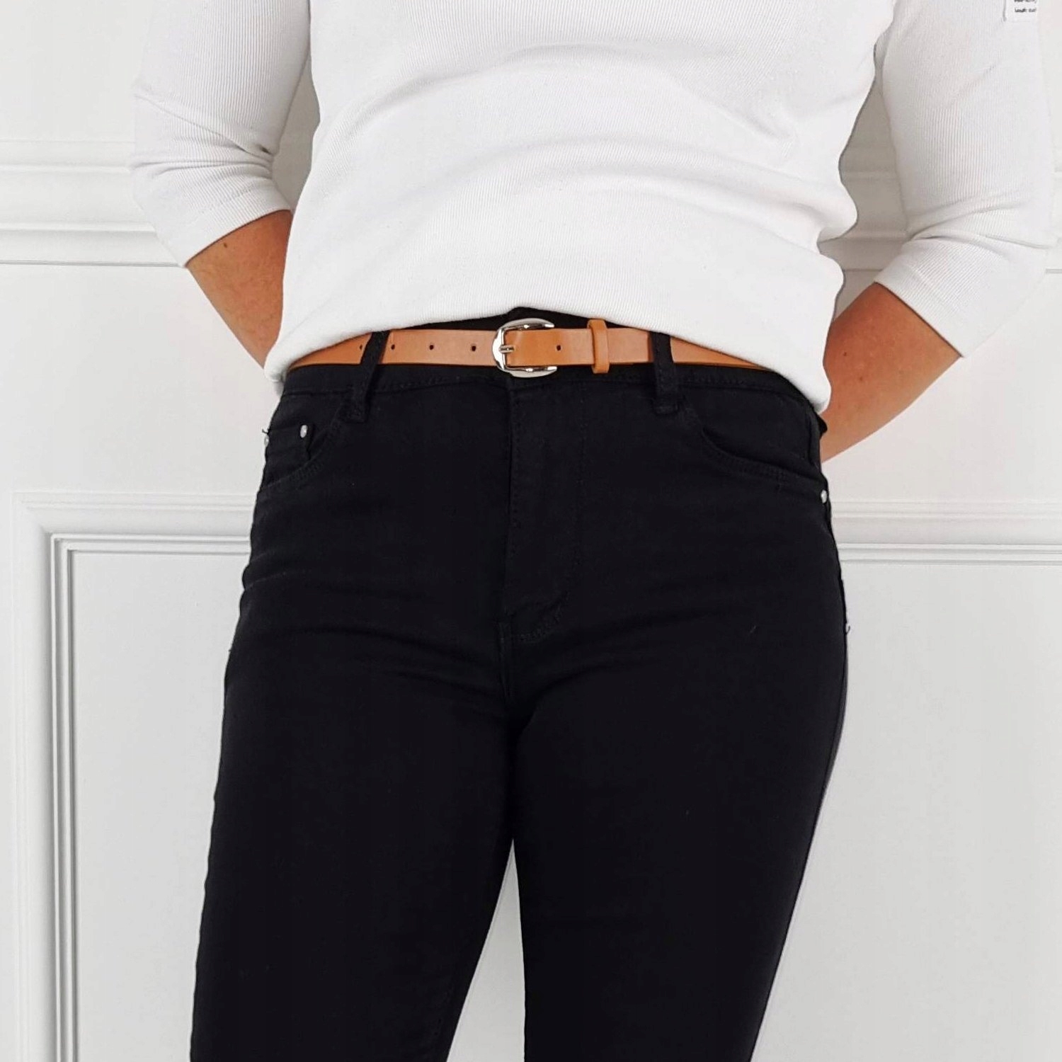 SPODNIE JEANSOWE DAMSKIE Z PASKIEM GRATIS WYSOKI STAN DUŻE ROZMIARY Marka FEMIMODA