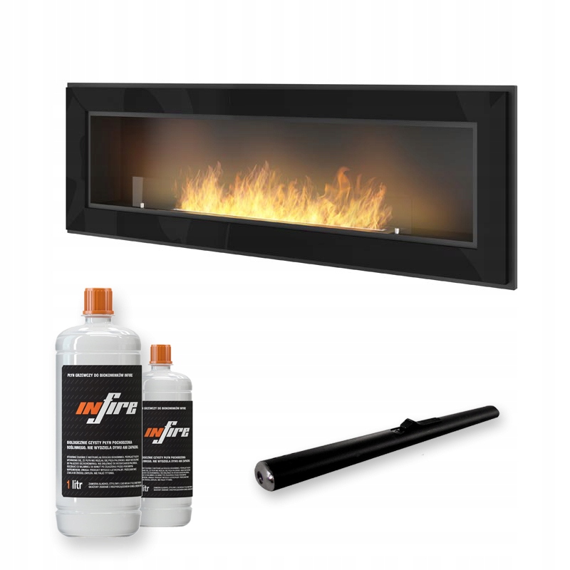 Zabudovateľný biokrb Frame 150CM čierny s sklom Simplefire Infire