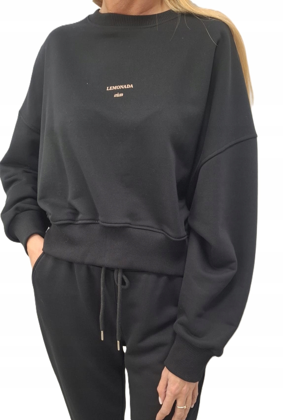Lemonada Tepláková Mikina Oversize Černá Růžová Potisk Uni New