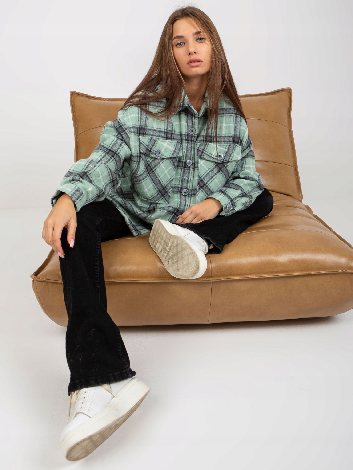 KOSZULA damska WIERZCHNIA w kratę na guziki - S Marka inna