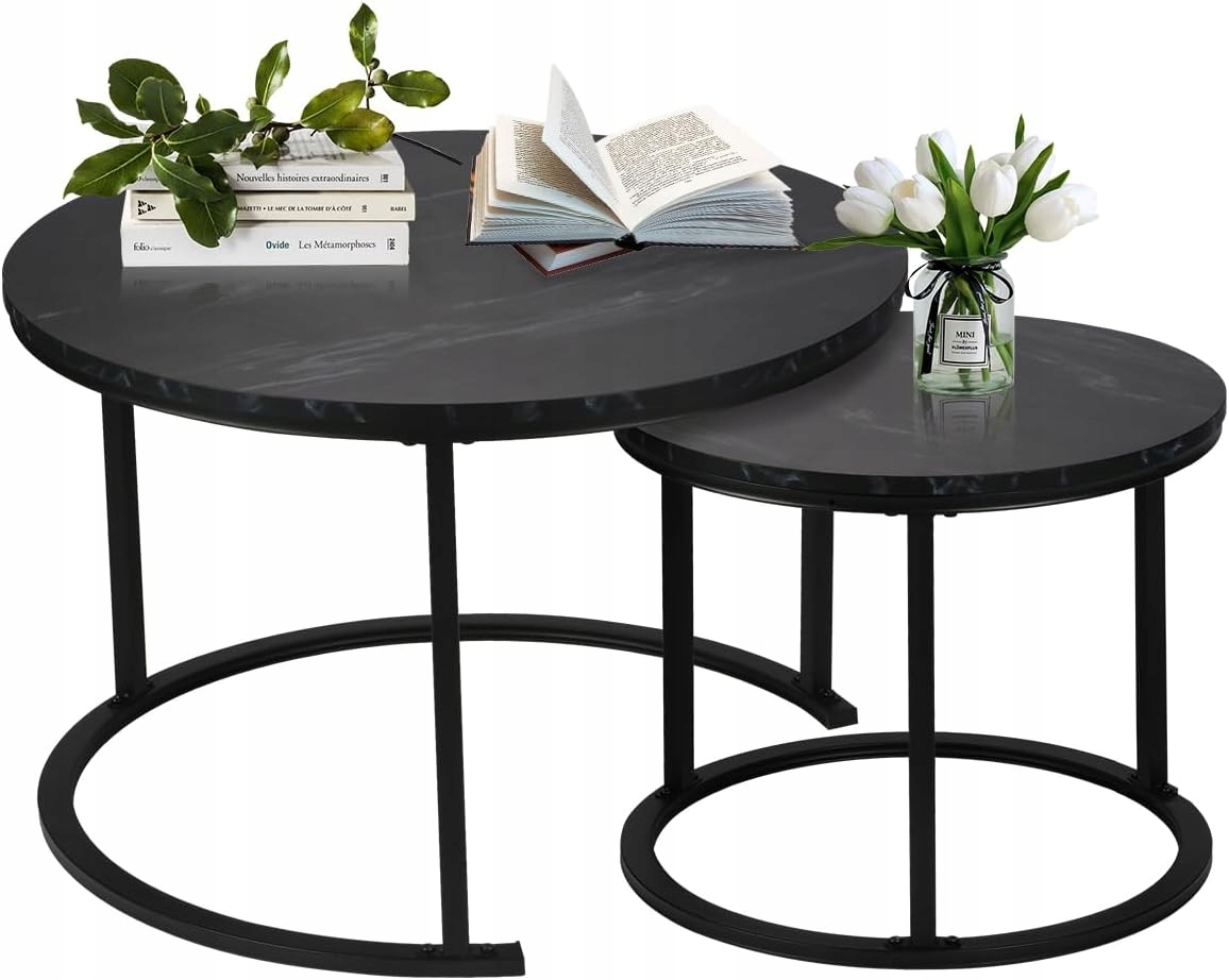 Sada konferenčních stolků 2v1 Salon Industrial Metal Černá+Černá 2-dílná