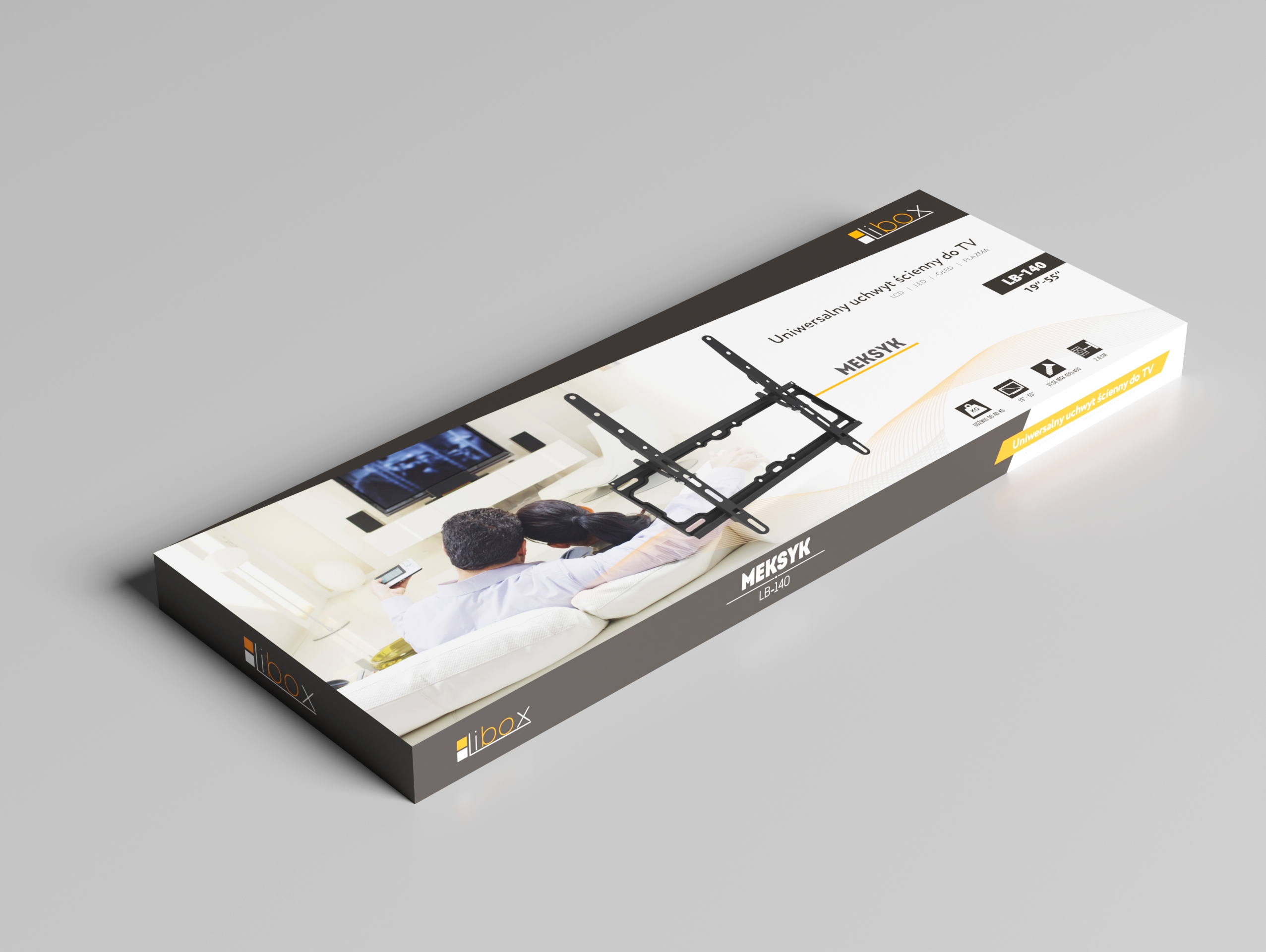 UCHWYT TV LCD 23-55 CALI MAX 40KG REGULOWANY BLACK Kod producenta LB-140