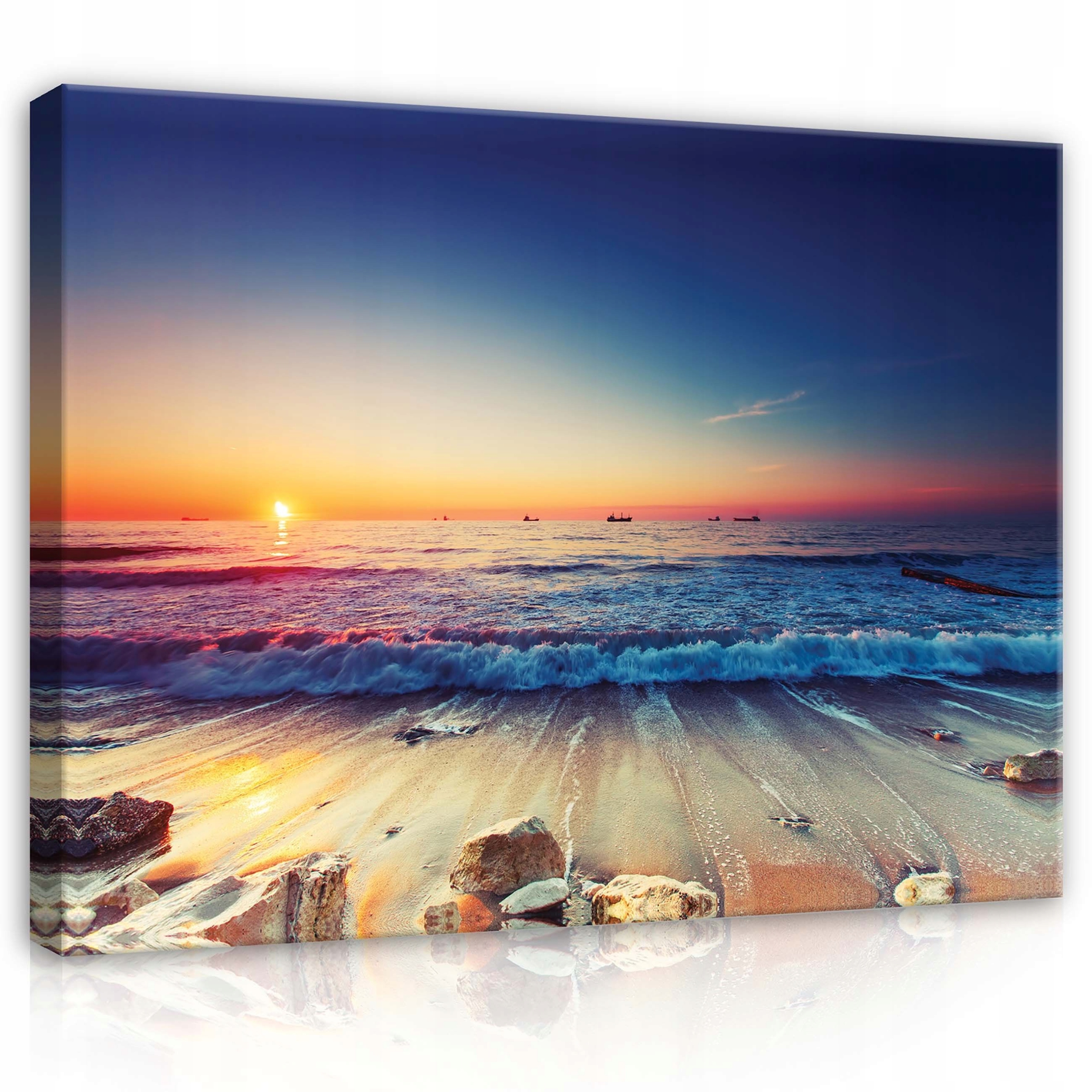 Obraz 80x60 Východ slunce moře pláž úsvit oceán vlny písek kameny