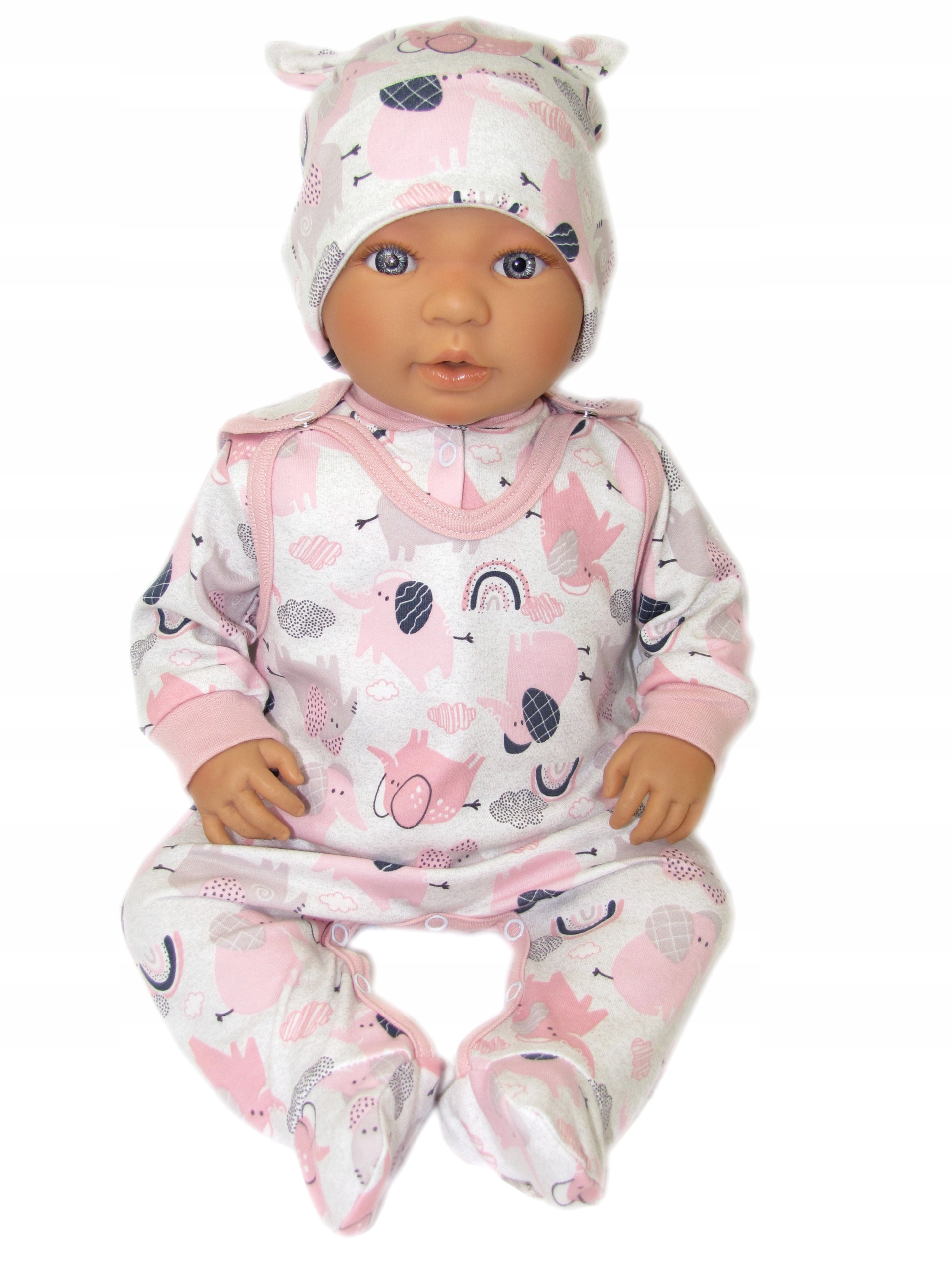 KOMPLET NIEMOWLĘCY ŚPIOCHY + KAFTANIK r.68 /77/ Rozmiar (new) 56 (51 - 56 cm)