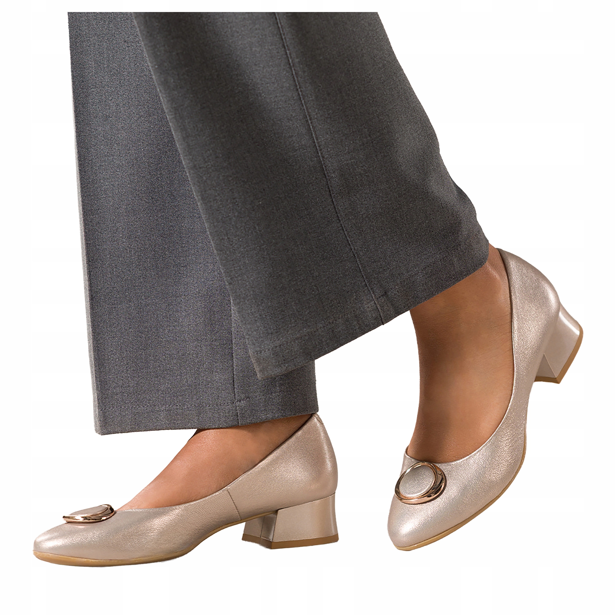 Čelovka Zlatá Dámská Kožená Polské Nízká Kostka Zlatá Ozdoba r 39