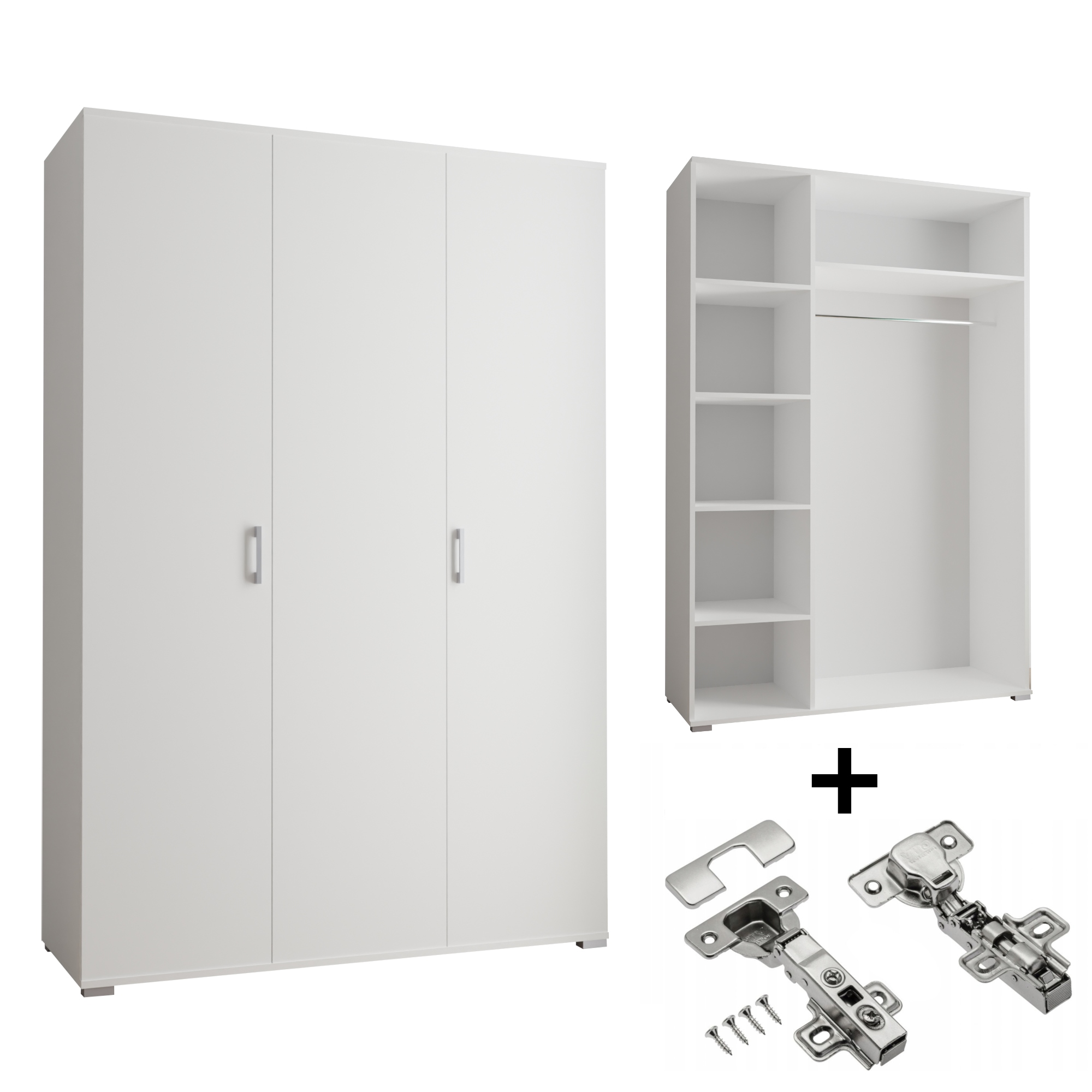 Skříň Akce 3-D 120 x 192 x 51 cm Bílá S Tlumením Dovírání