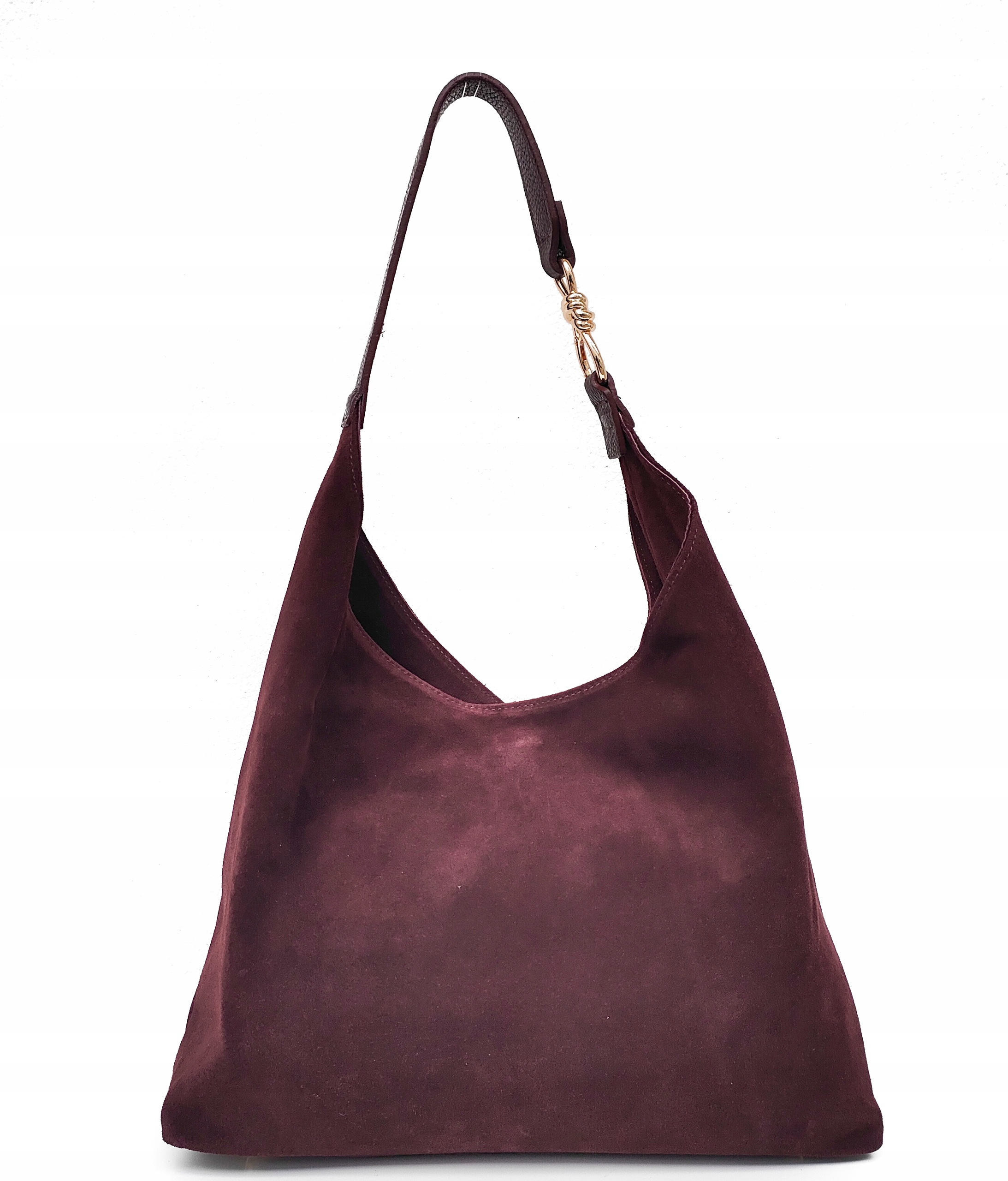 Bordó burgundská semišová taška s přezkou vera pelle