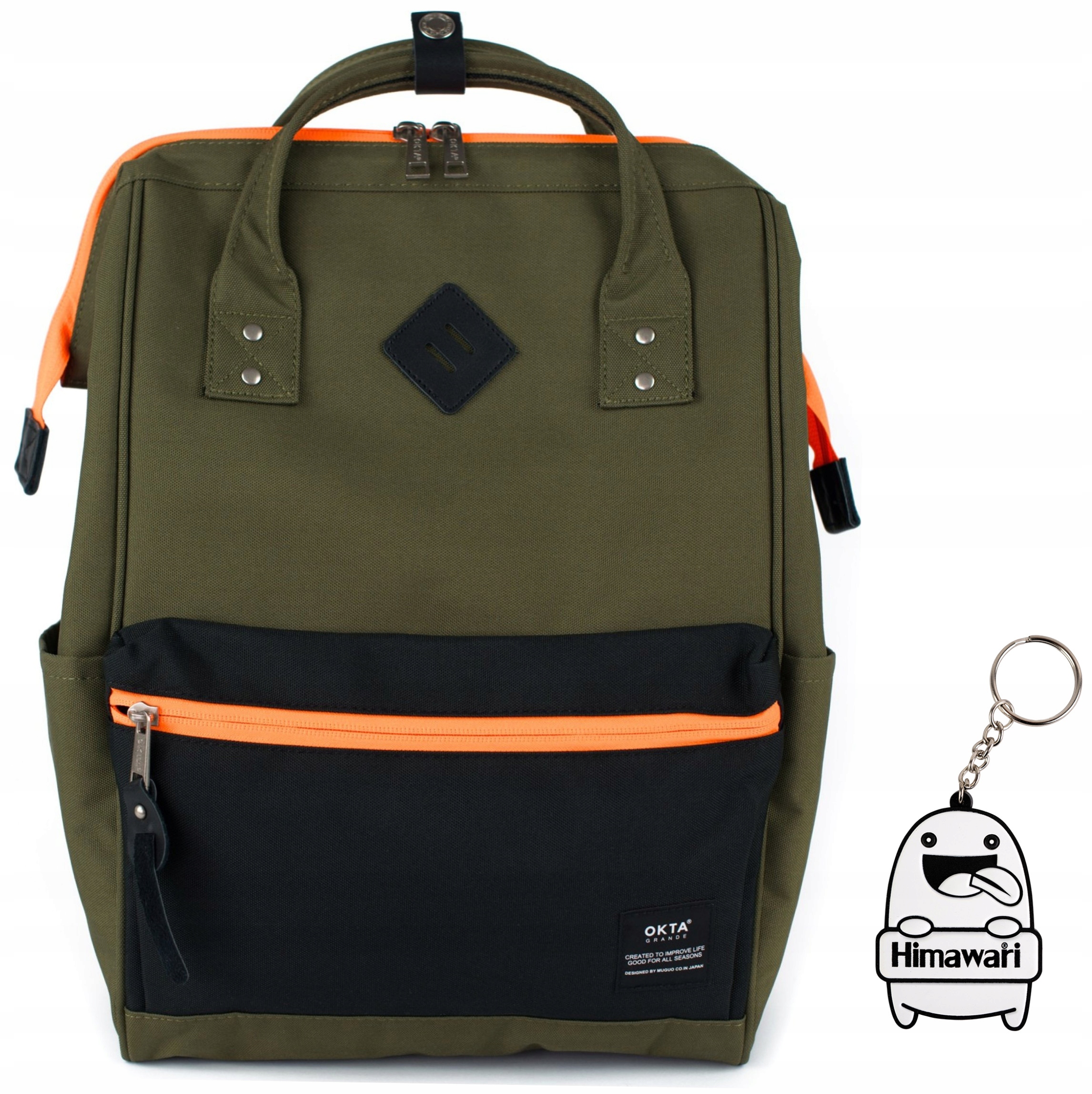 Batoh Himawari Okta Neon M prostorný voděodolný Usb rám Khaki