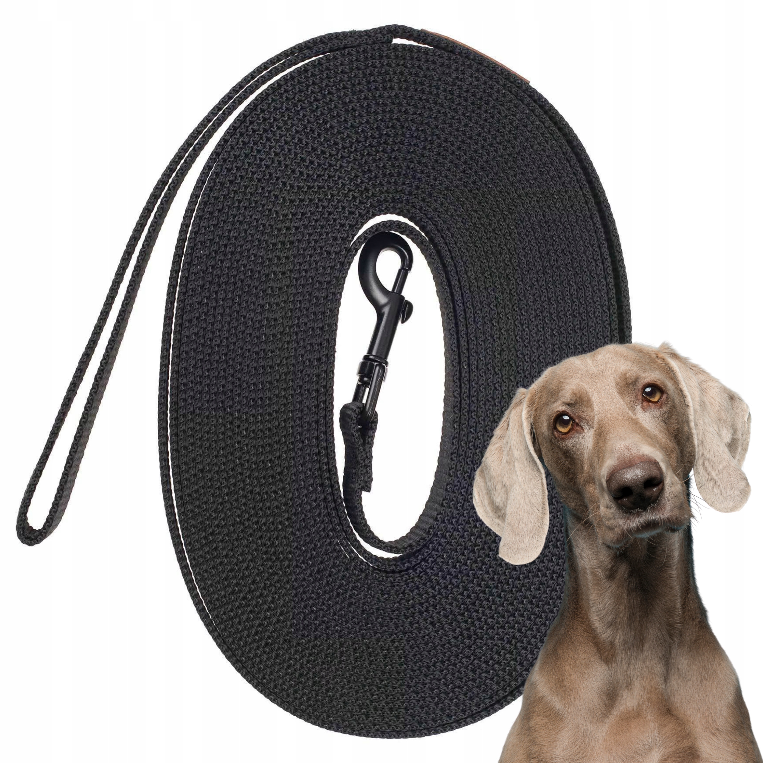 Levně Dlouhá Šňůra pro psa pro výuku chůze na vodítku 10 metrů Ukory Černá